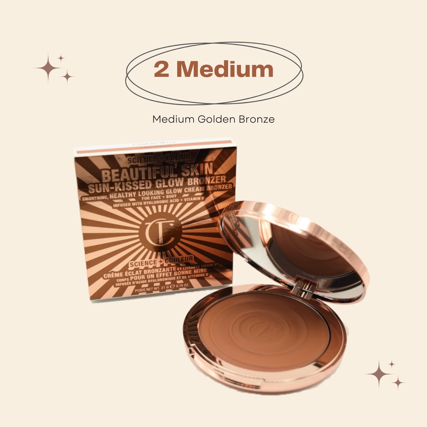 Charlotte Tilbury Beautiful Skin Sun-Kissed Glow Cream Bronzer - 2 Medium - Medium Golden Bronze thumbnail 2