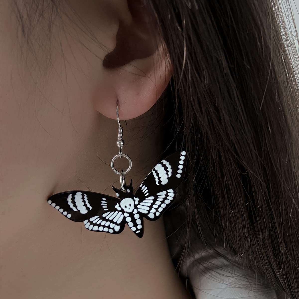 Moth Butterfly Earrings.Punk Insect Drop Earrings Color Acrylic Moth Wing Earrings Statement Black Earrings Party Jewelry for Women