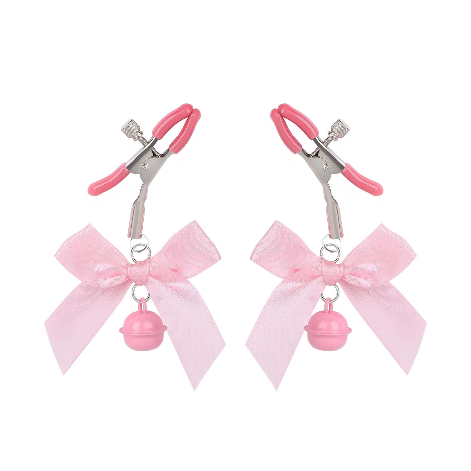 GLMOCM Stainless Steel Body Ring with Bell Clamps and Non Piercing Chain for Women - Faux Body Jewelry: Pink