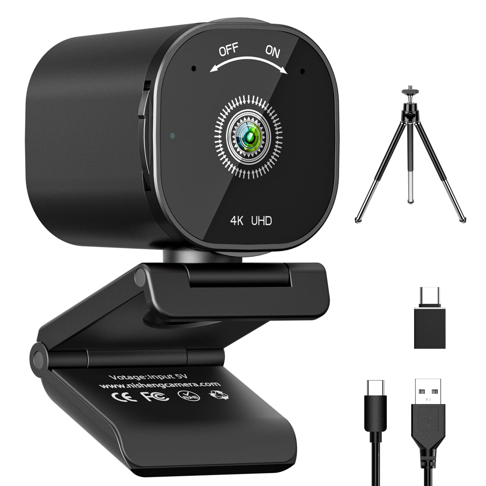 4K Webcam, AutoFocus USB Camera with Dual AI Noise-Cancelling Mics, 4K Webcam for PC with Privacy Cover, Plug & Play Web Camera for Zoom/Teams/Meet/Xbox/OBS: M9