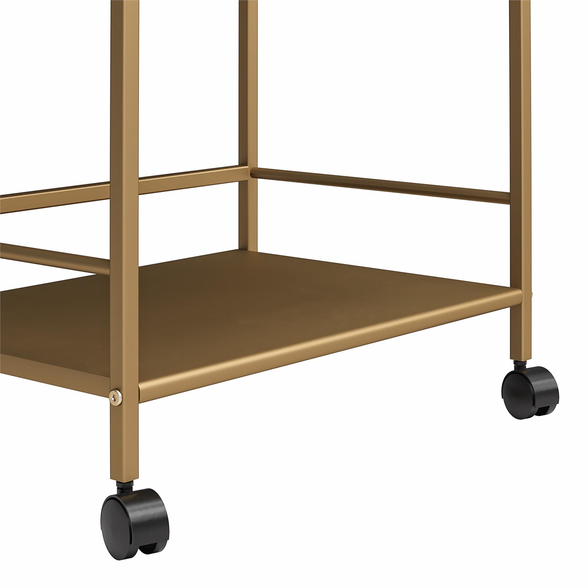 Novogratz Helix Small Bar Cart for the Home, 3 Tier Rolling Cart With Wheels, Kitchen Cart with Storage for Beverages and Wine, Gold: Novogratz Helix Small Bar Cart for the Home, 3 Tier Rolling Cart With Wheels, Kitchen Cart with Storage for Beverages and Wine, Gold