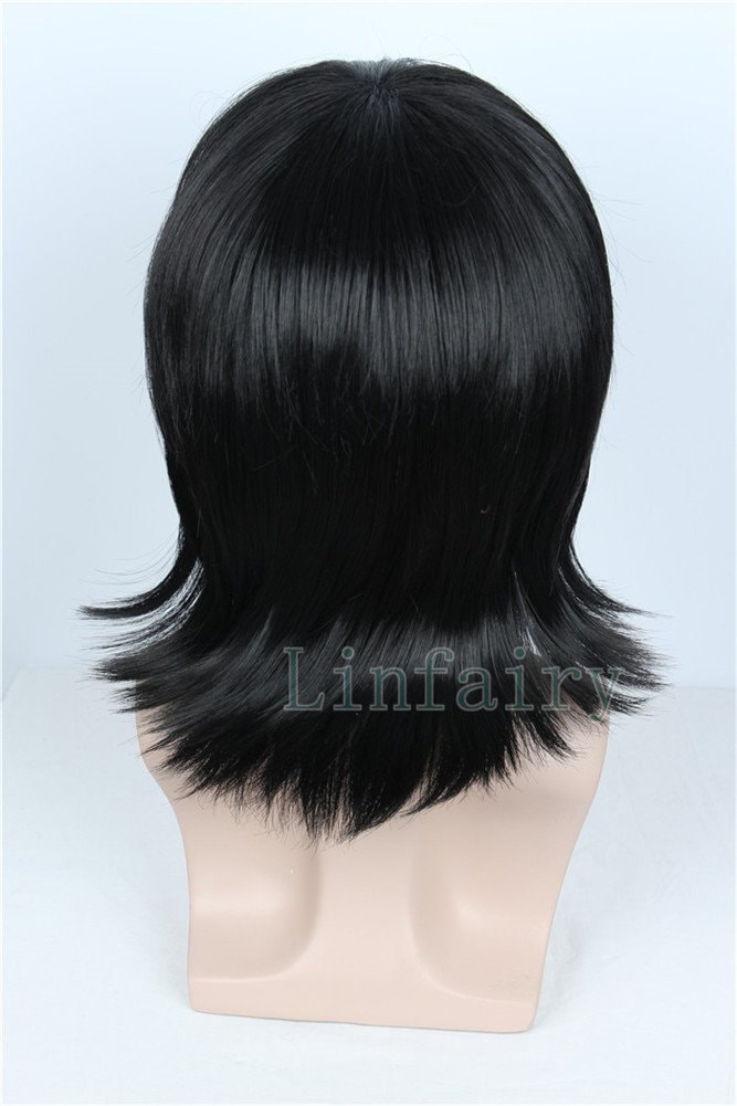 Linfairy Unisex Short Black Straight Cosplay Wig Halloween Costume Wig for Women: Linfairy Unisex Short Black Straight Cosplay Wig Halloween Costume Wig for Women