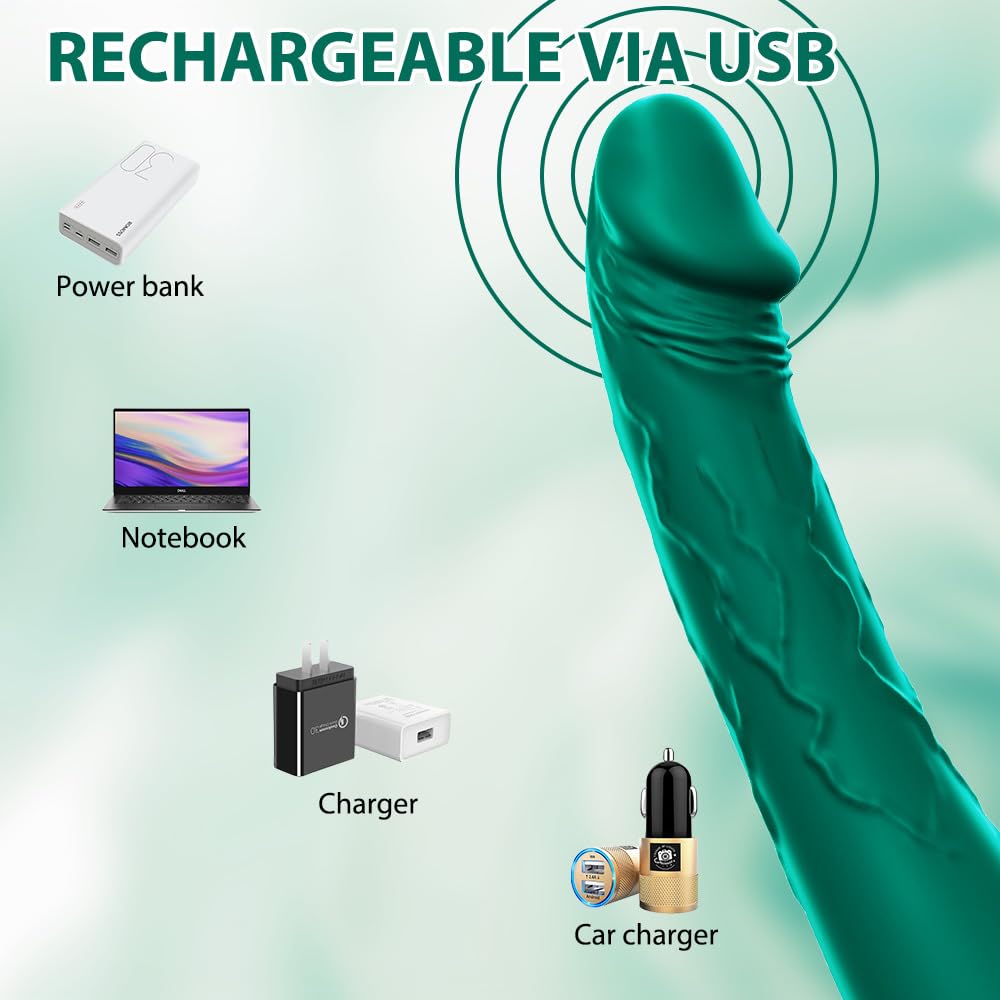 7.6 Inch Realistic Dildo Vibrator for Women，10 Powerful Vibration Modes for Clitoral and G-spot Stimulation, Waterproof Rose Adult Sex Toys for Women and Couples: Green