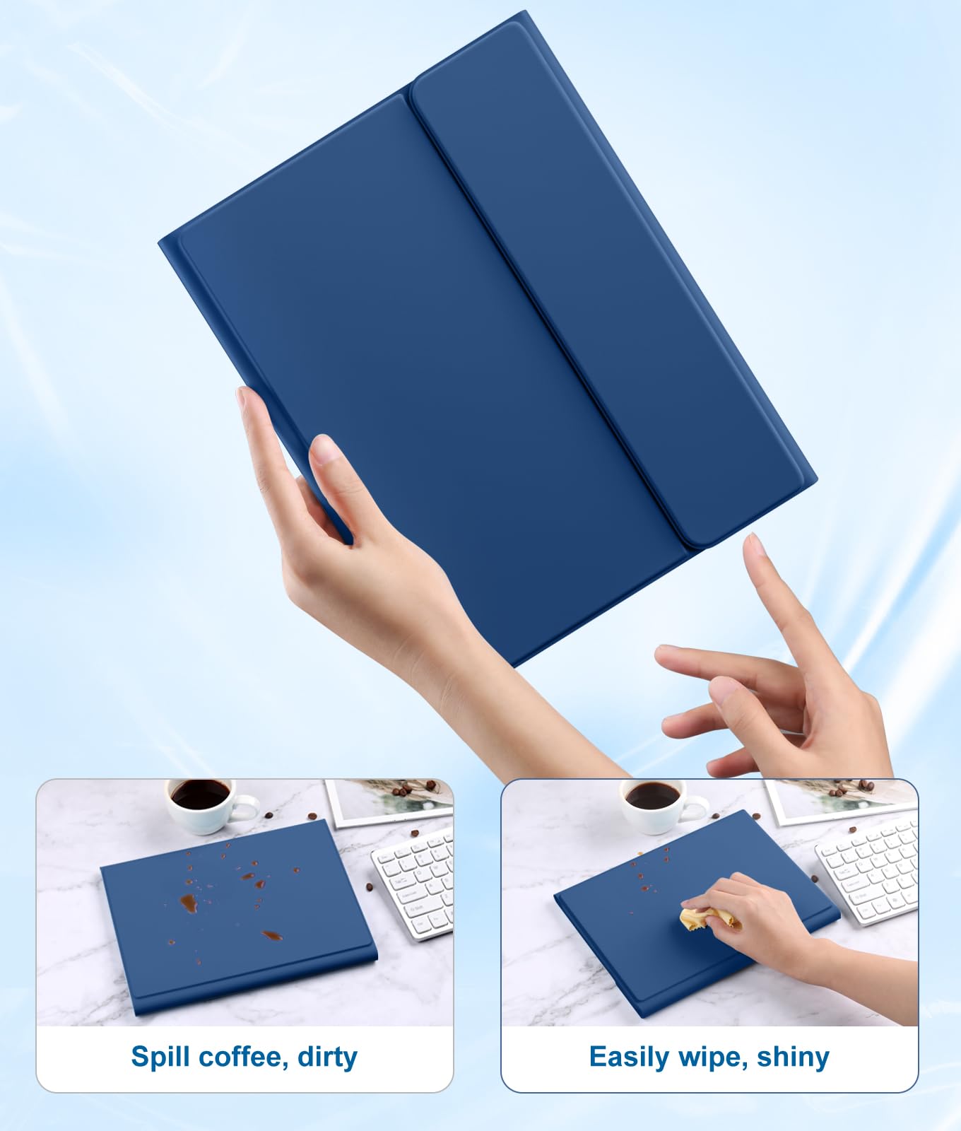 Harvopu Compatible for iPad 11th 10th Generation Case with Keyboard, Folio Cover with Pencil Holder, Multi-Touch Trackpad, 7 Color Backlit, Detachable Keyboard for iPad (A16) 11th/10th Gen (Navy Blue)