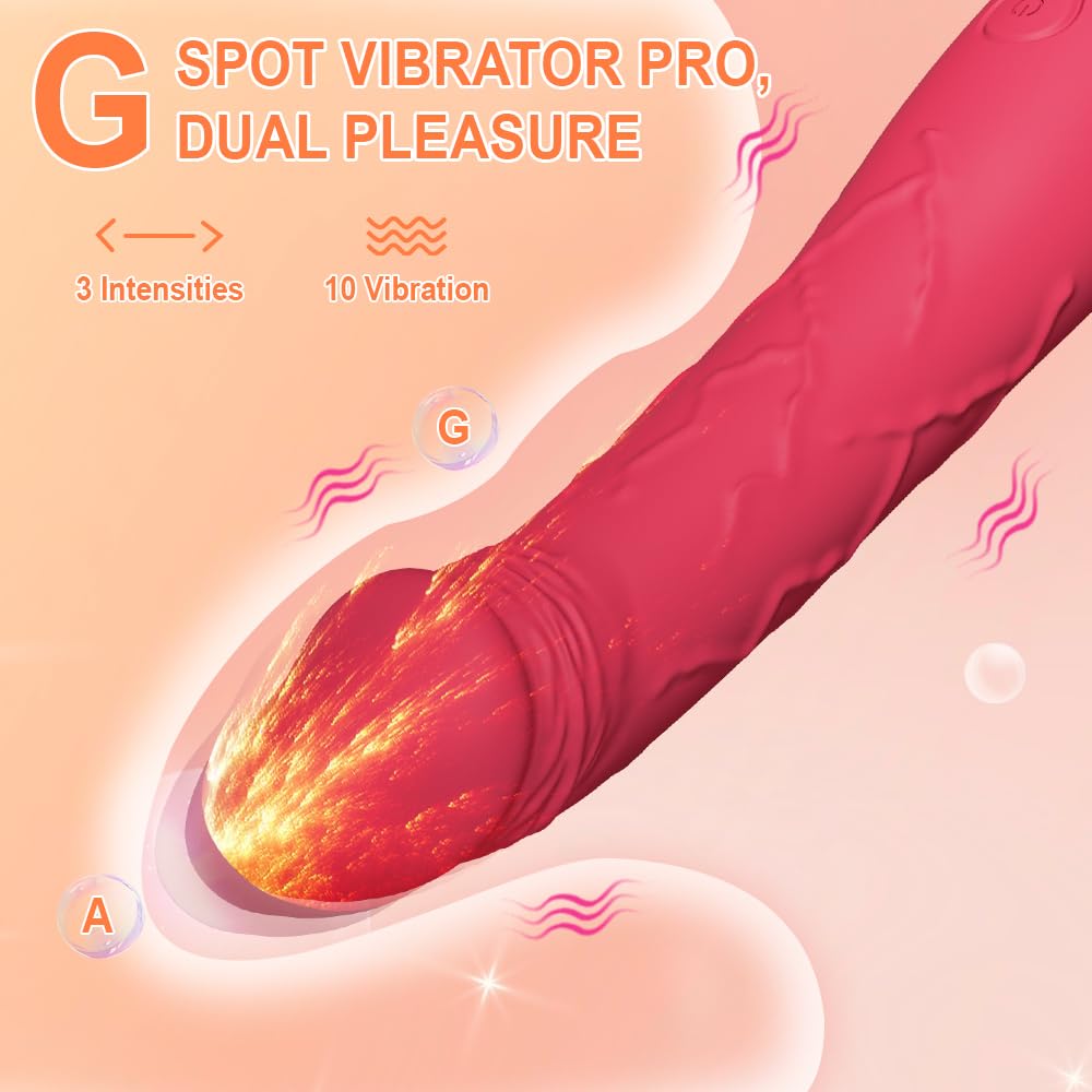 7.6 Inch Realistic Dildo Vibrator for Women，10 Powerful Vibration Modes for Clitoral and G-spot Stimulation, Waterproof Rose Adult Sex Toys for Women and Couples: Rose red