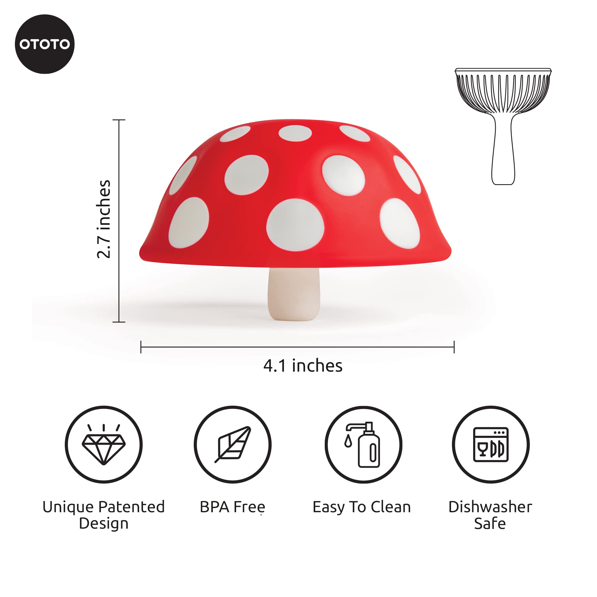 OTOTO Mushroom - Foldable Small Kitchen Funnel with Wide Mouth for Jars. Bottle Liquid Transfer - Silicone, 100% Food Safe, BPA Free, Dishwasher Safe: Magic Mushroom Xl