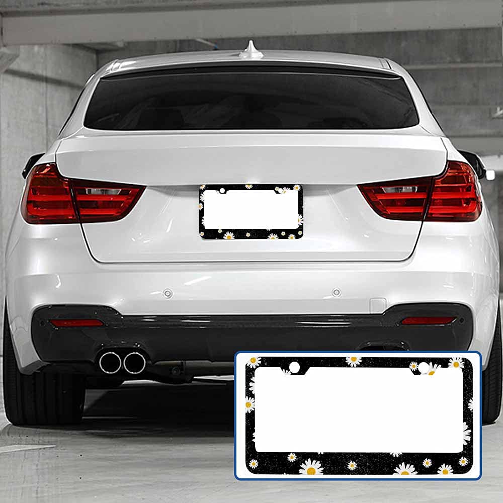 Nicokee Decorative License Plate Frame Black Celtic Viking Car Tag Frame Aluminum Auto License Plate Holder for Men Women