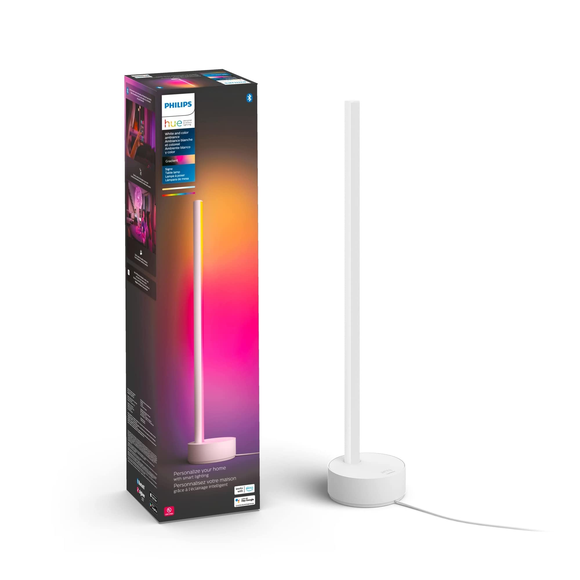 Philips Hue Signe Smart Floor Lamp, Black - White and Color Ambiance LED Color-Changing Light - 1 Pack - Control with Hue App - Compatible with Alexa, Google Assistant, and Apple Homekit