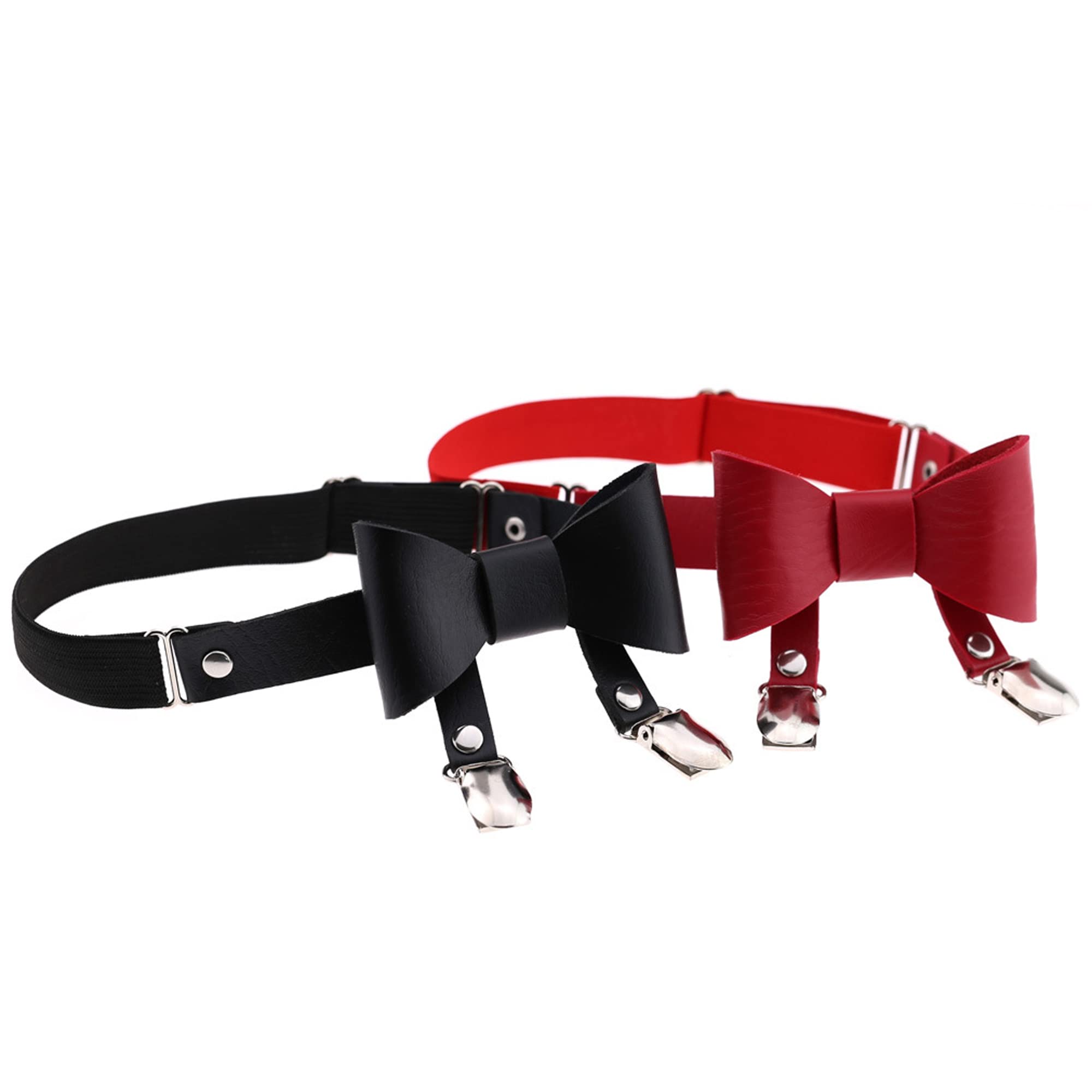 YunPeng Women's Butterfly Knot Garter Belt Adjustable Punk Gothic Leg Harness Garters Elastic Thigh Ring Garter 2PCS: Red