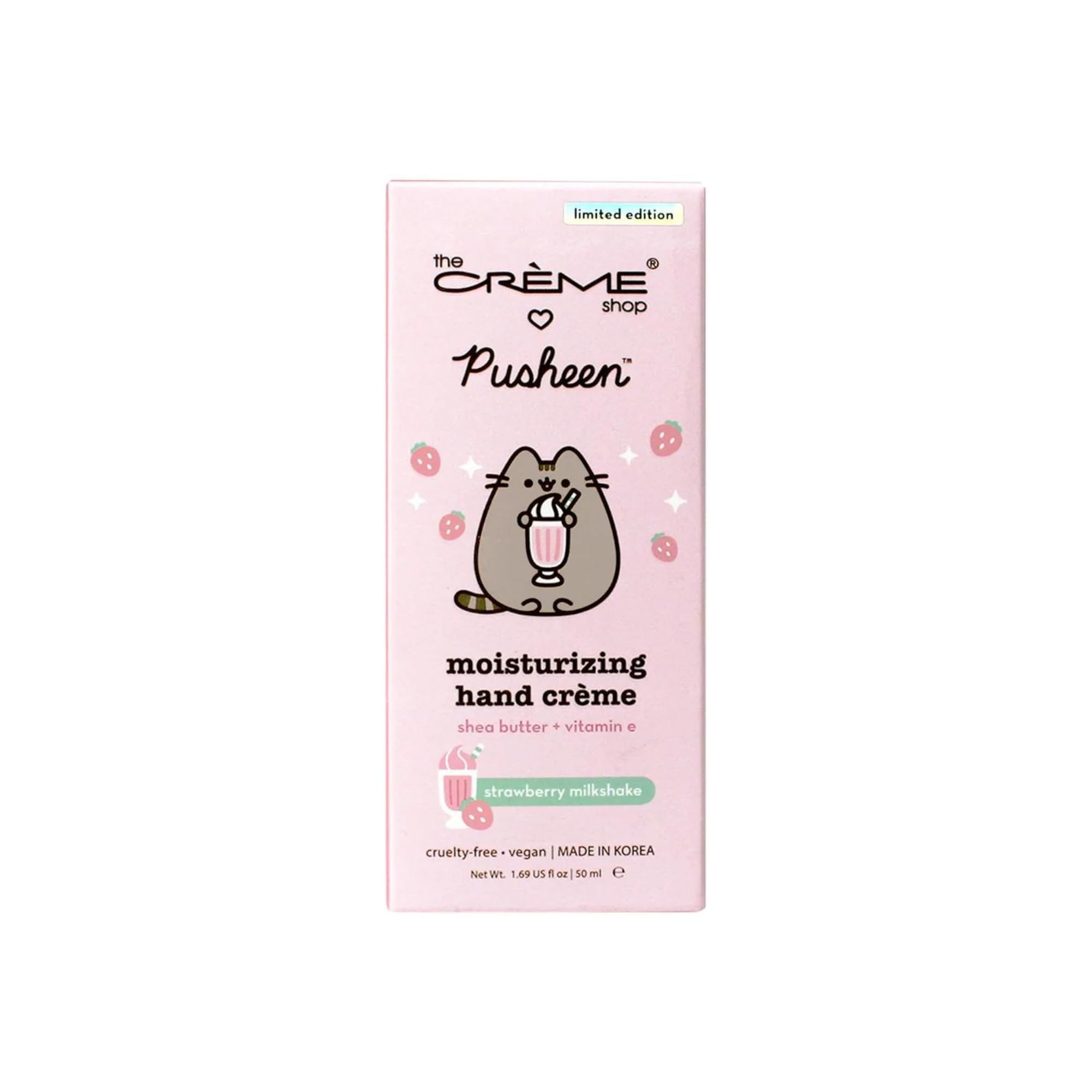 The Crème Shop X Pusheen, Strawberry Milkshake Moisturizing Hand Crème, Hand Cream for Dry Hands, Body Lotion