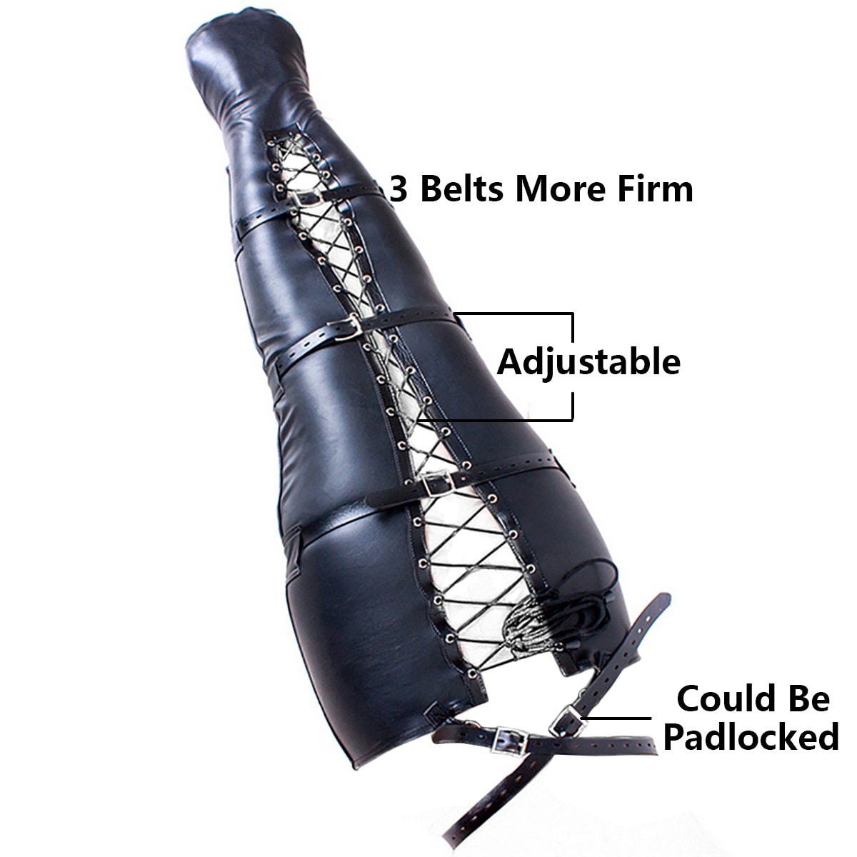 BDSM Body Bondage Bag Sexy Dress Up Mermaid Restraints Leggings Adult Sex Toys Bundle Leather Restraint Supplies Leg Binder (Padlock 6 Pieces)