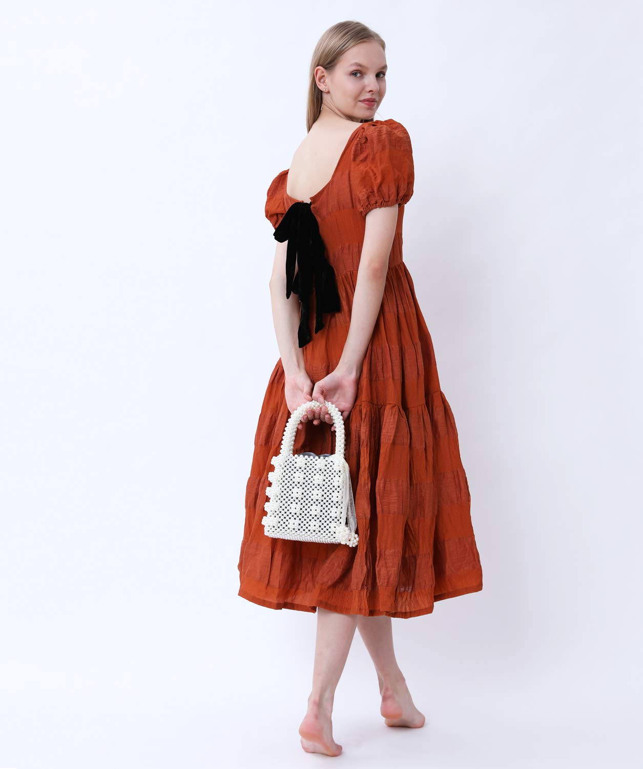 Miuco Womens Beaded Handbags Handmade Weave Crystal Pearl Tote Bags: Miuco Womens Beaded Handbags Handmade Weave Crystal Pearl Tote Bags