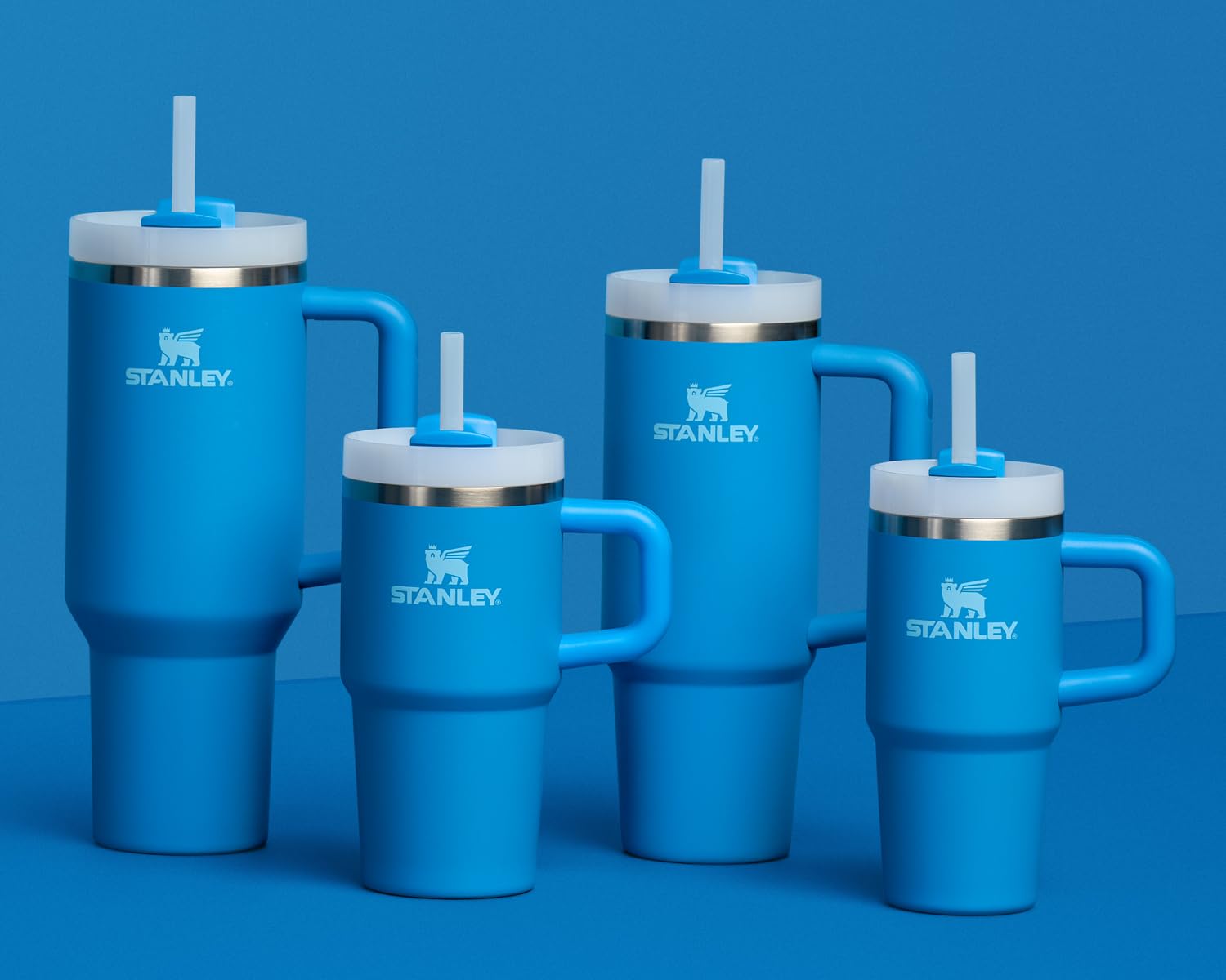 Stanley Quencher H2.0 Tumbler with Handle and Straw 30 oz | Flowstate 3-Position Lid | Cup Holder Compatible for Travel | Insulated Stainless Steel Cup | BPA-Free | Rose Quartz 2.0: 40 Ounces Azure