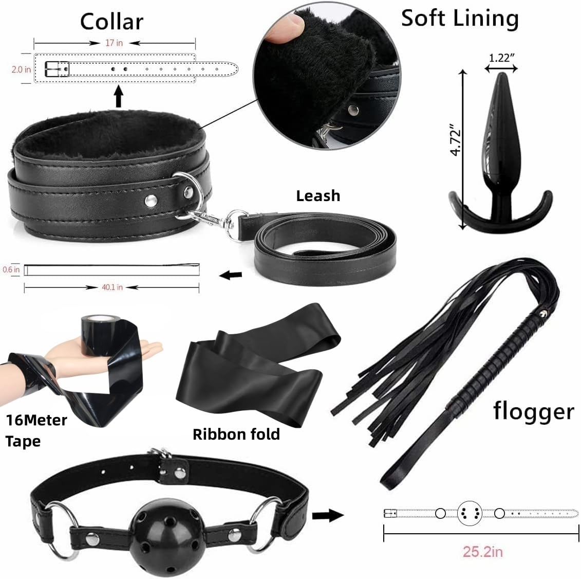 BDSM Restraints Sex Toys 15 Pcs for Couples Bondage Kits Fetish Bed Restraints Set for Beginners SM Adult Games Spanking Paddle: 18pcs-black
