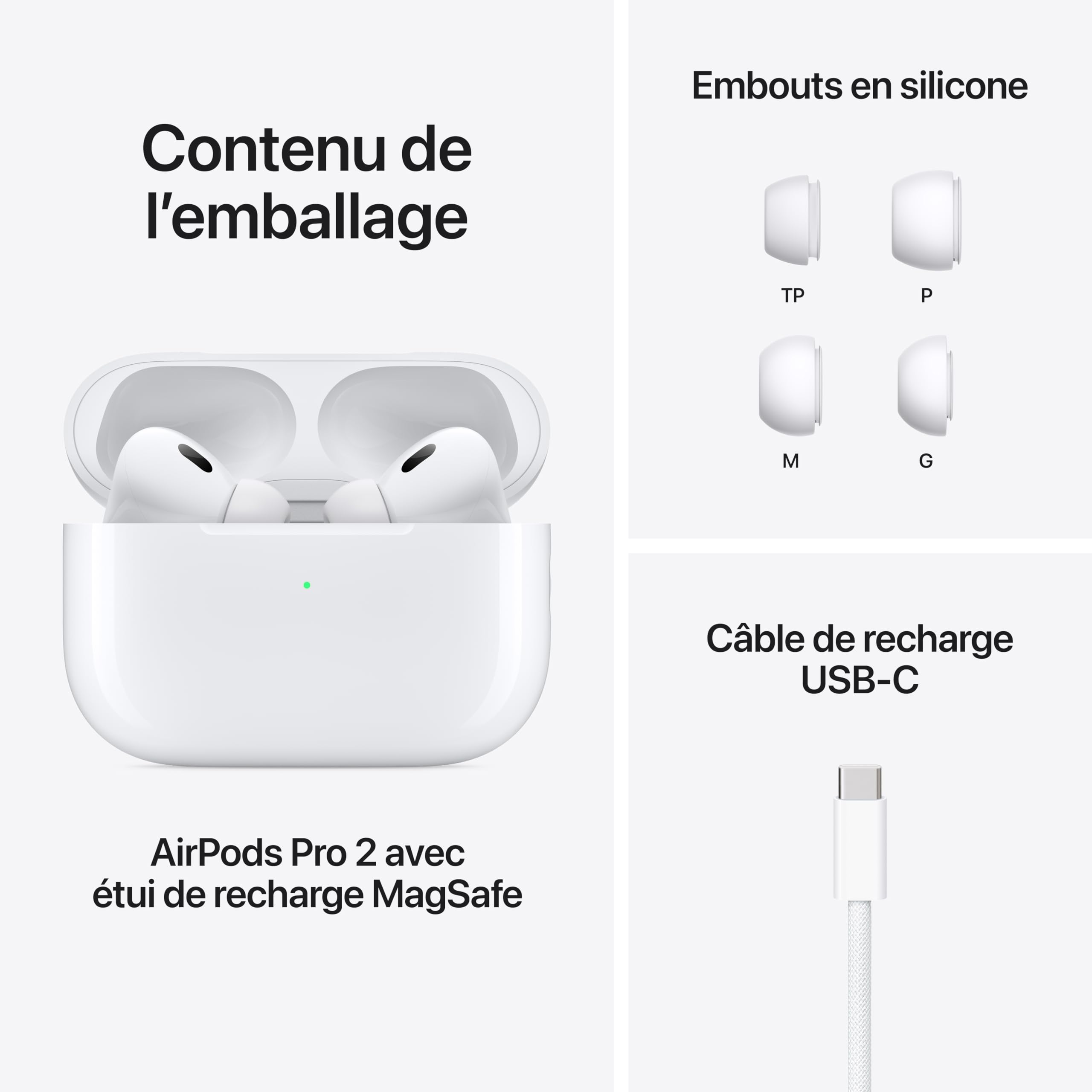 Apple AirPods Pro (2nd Generation) Wireless Ear Buds with USB-C Charging, Up to 2X More Active Noise Cancelling Bluetooth Headphones, Transparency Mode, Adaptive Audio, Personalized Spatial Audio