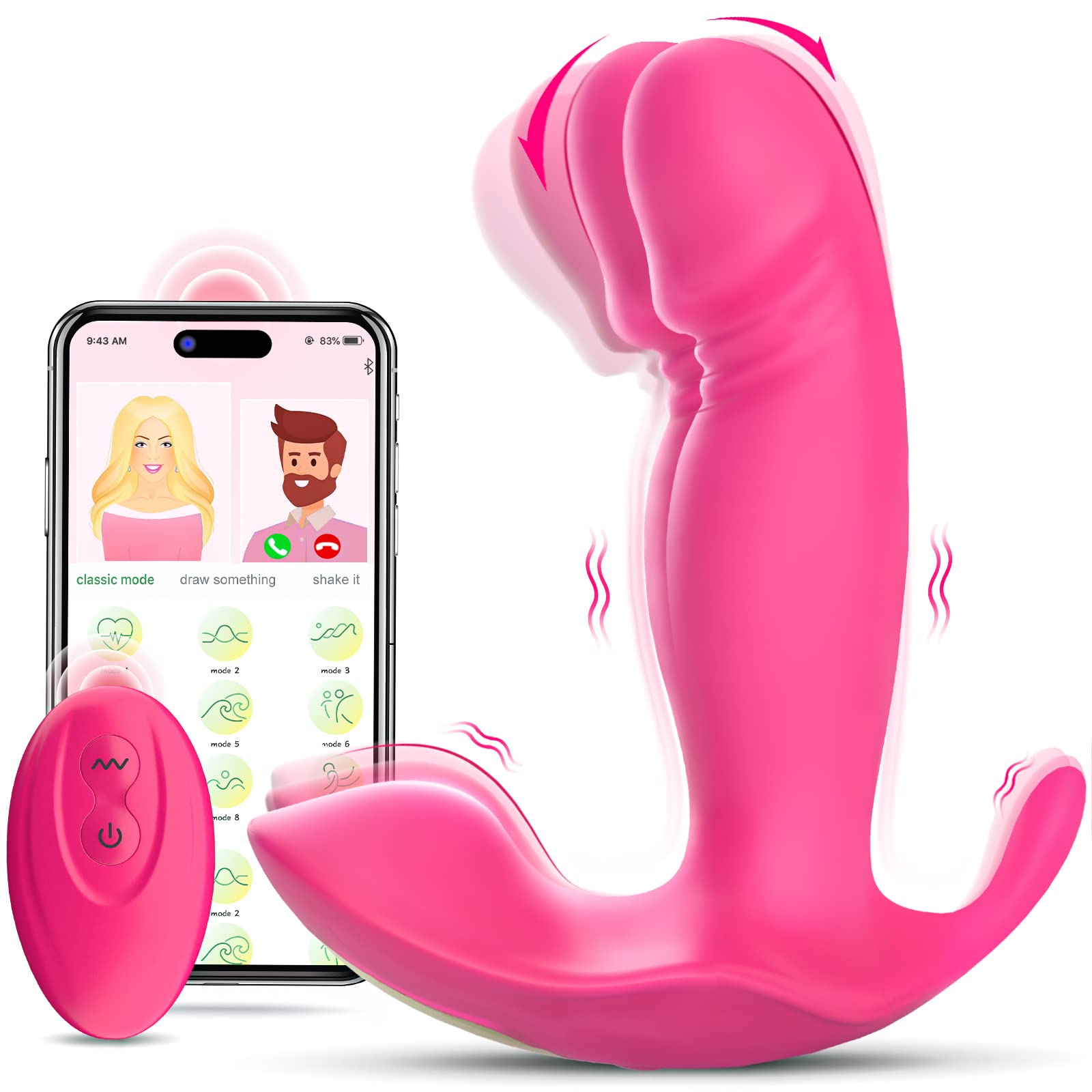 Sex Toy G Spot Vibrator Dildo -Wearable App Remote Control Panty Vibrators with 10 Quickly Wiggling & Vibrating Modes Anal Sex Toys Clitoral Nipple Stimulator for Female or Couples: Rose Vibrator