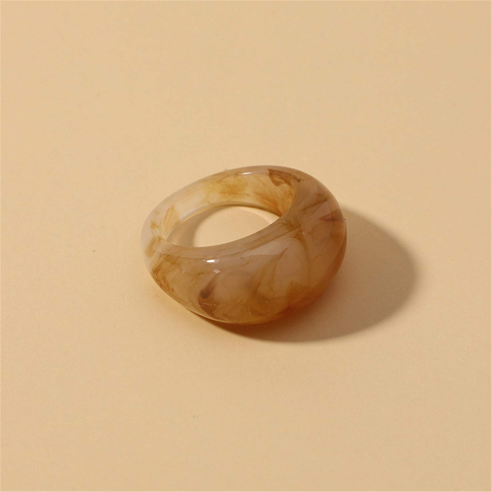 Set Resin Colorful Wide Thick Dome Knuckle Finger Stackable Joint Ring Retro Acrylic Transparent Vintage Jewelry Party Elegant Handmade Gift Diameter 18mm Stylish Bold thumbnail 3