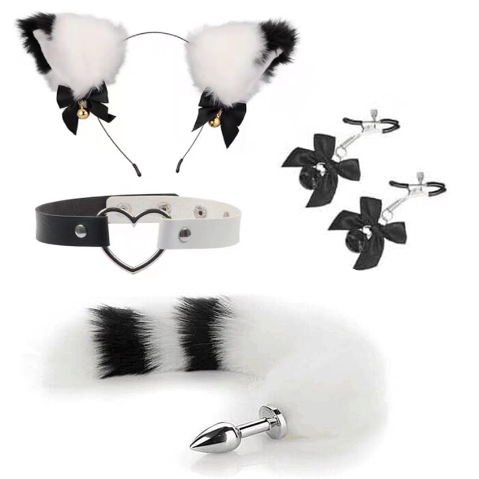 utt Plug Tail Plug, Cute Fox Tail Plug Tail with Small Butt Plug Nipple Clamp Cat Ears Headband Metal Anal Sex Toys for Women Man Beginners Butt Trainer Set Adult Couples: A