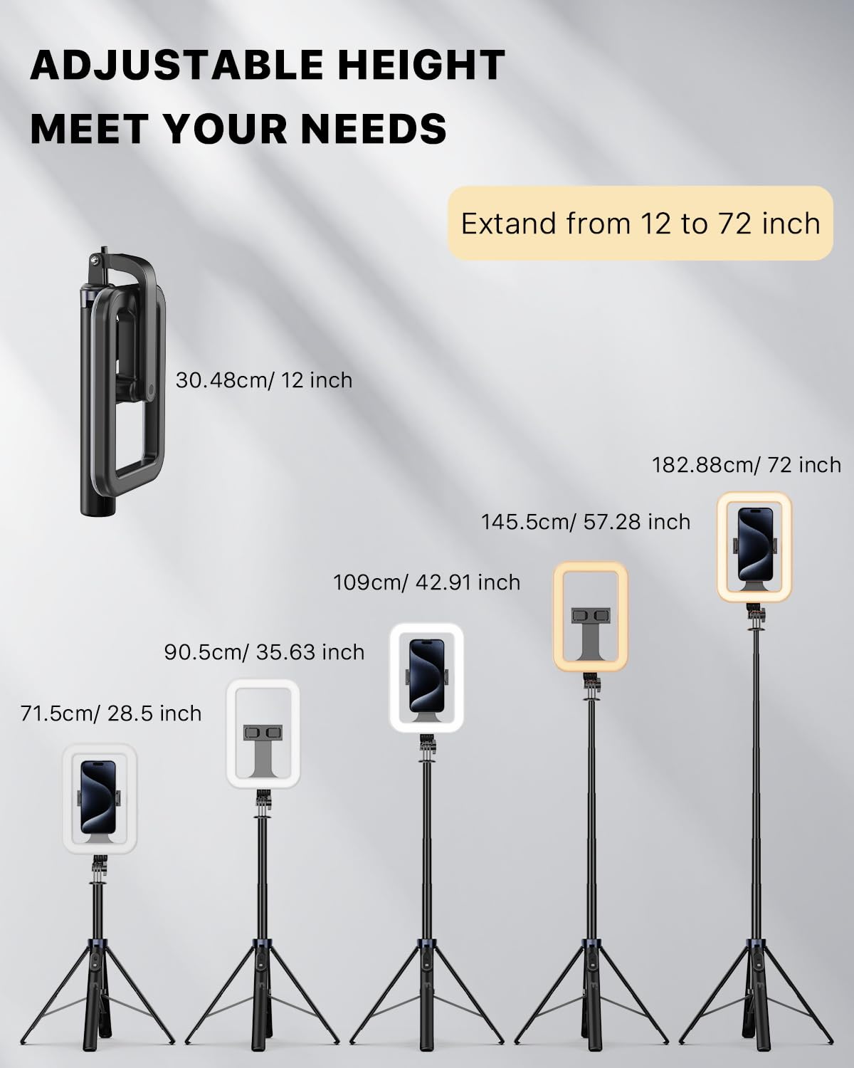 M MYBAT PRO Selfie Ring Light with 72" Tripod Stand - Extendable Selfie Stick with Light for Phone, Live Streaming, Makeup, Travel, Gaming, Video, Includes Phone Holder& USB-C Powered: M MYBAT PRO Selfie Ring Light with 72" Tripod Stand - Extendable Selfie Stick with Light for Phone, Live Streaming, Makeup, Travel, Gaming, Video, Includes Phone Holder& USB-C Powered