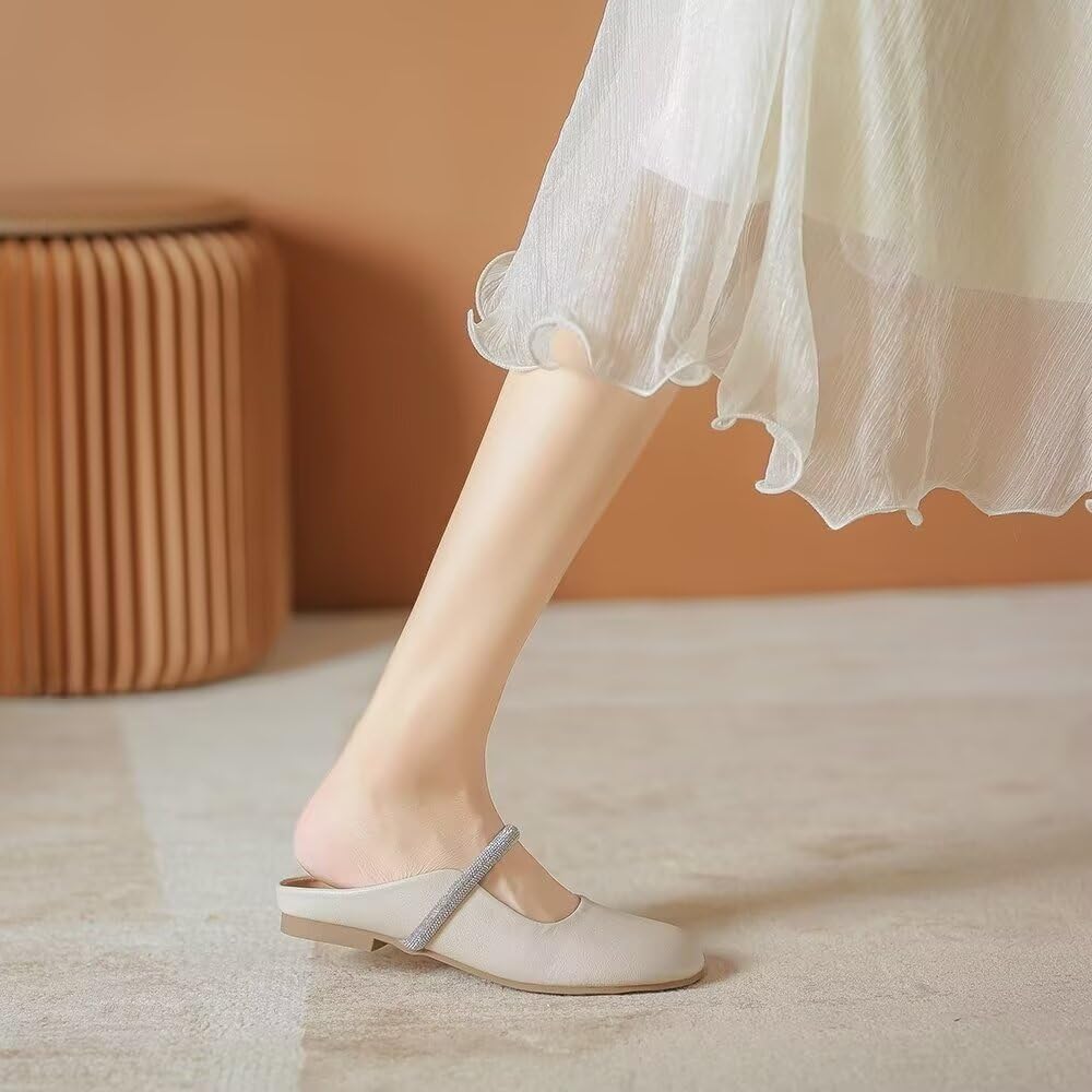 VFDB Women Mules Elegant Dressy Flats Closed Toe Microfiber Leather Shoes Adjustable Buckle Strap Mary Jane Casual Office Shoes thumbnail 6