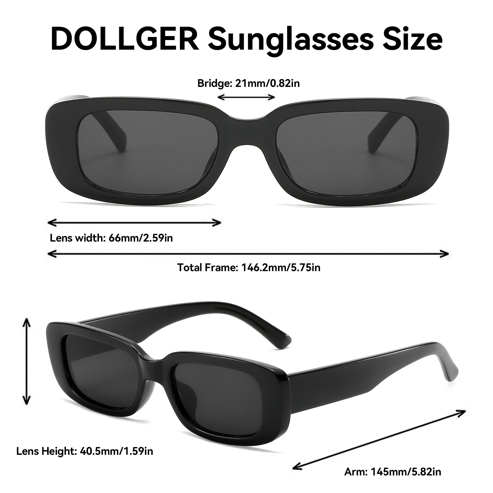 Dollger Rectangle Sunglasses for Women Men Trendy Retro Fashion Sunglasses UV 400 Protection Square Fram