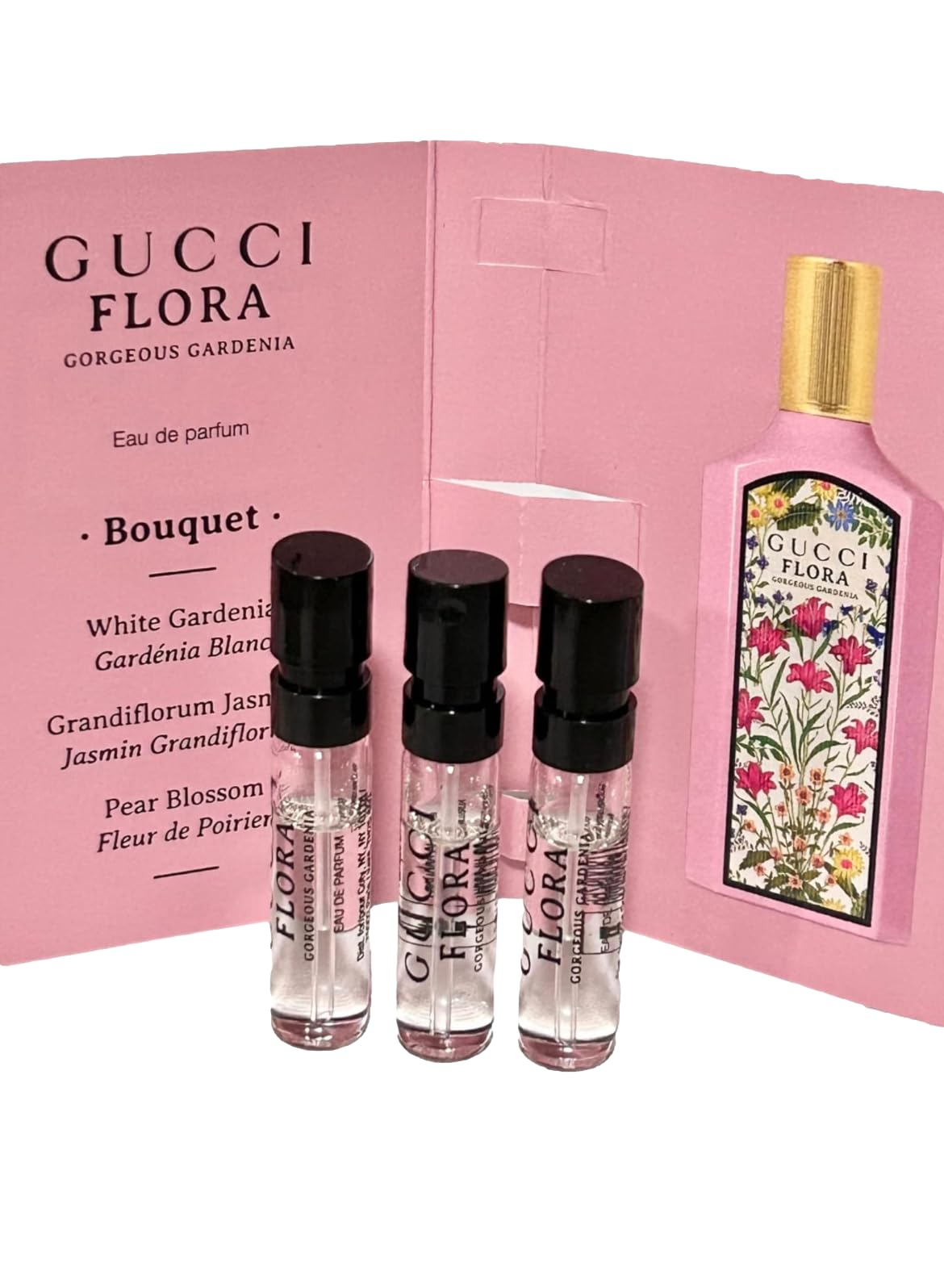 Gucci Flora Sample Perfume Perfume Gorgeous Gardenia Women Spray 1.5 ml / 0.05 oz set of 3