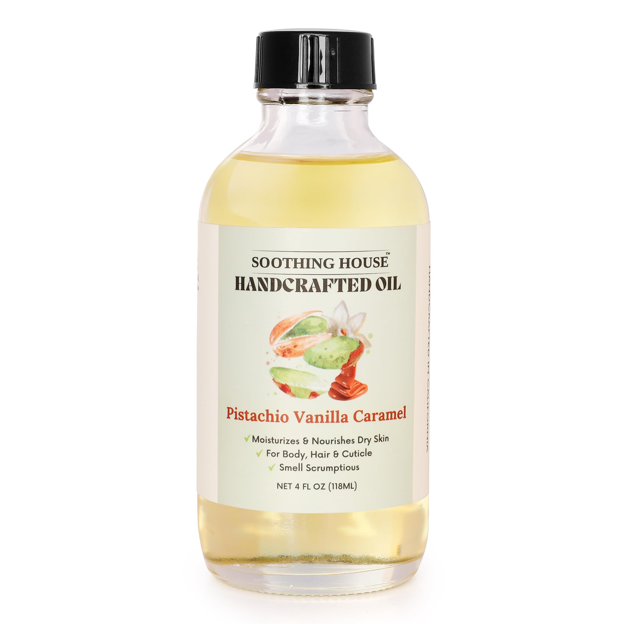 Soothing House Sweet Pineapple Body Oil - Moisturizing Body Oil for Soft, Glowing Skin with Almond & Jojoba Oil (4 fl oz): Pistachio Vanilla Caramel 4 Fl Oz (Pack of 1)