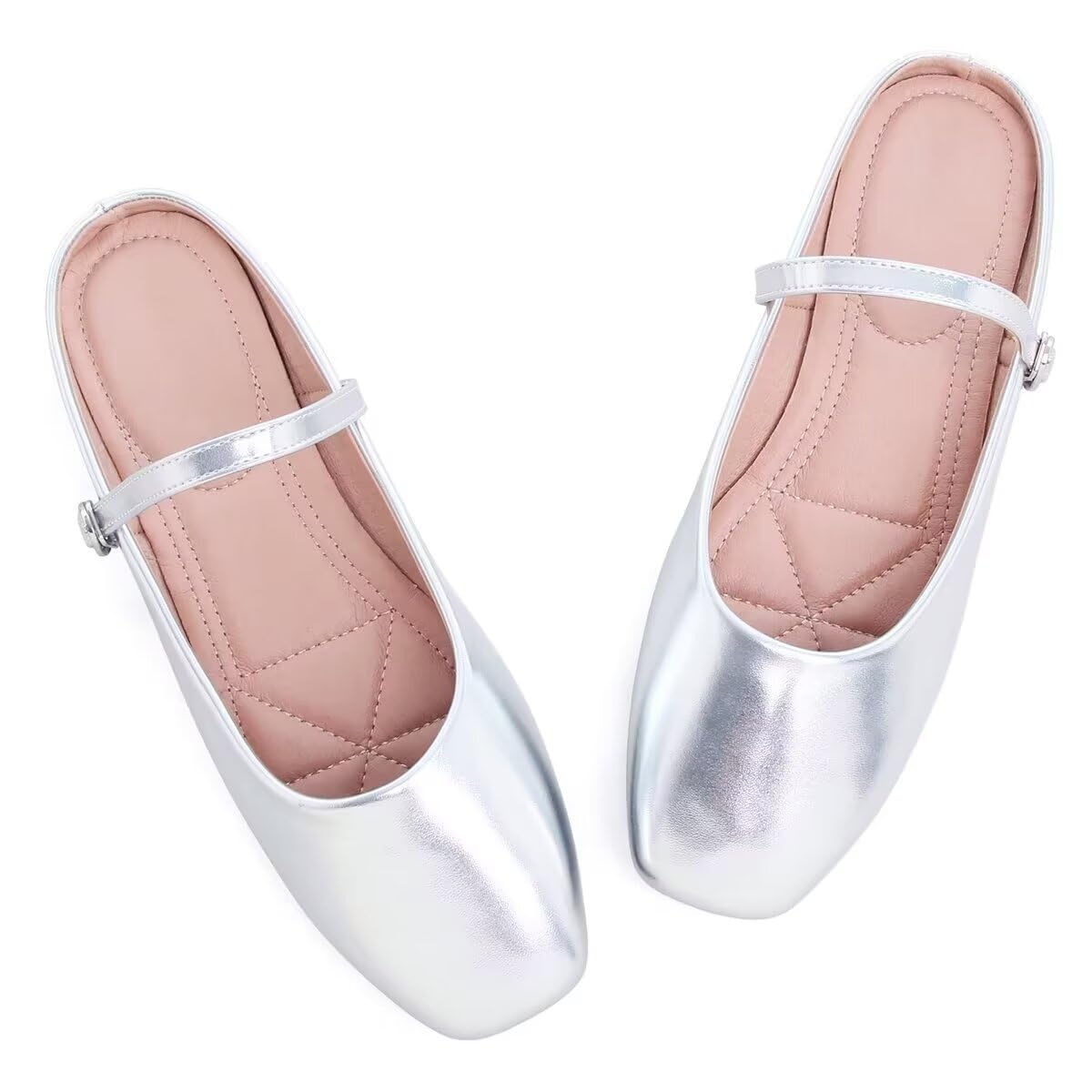 VFDB Women Mules Elegant Dressy Flats Closed Toe Microfiber Leather Shoes Adjustable Buckle Strap Mary Jane Casual Office Shoes thumbnail 2