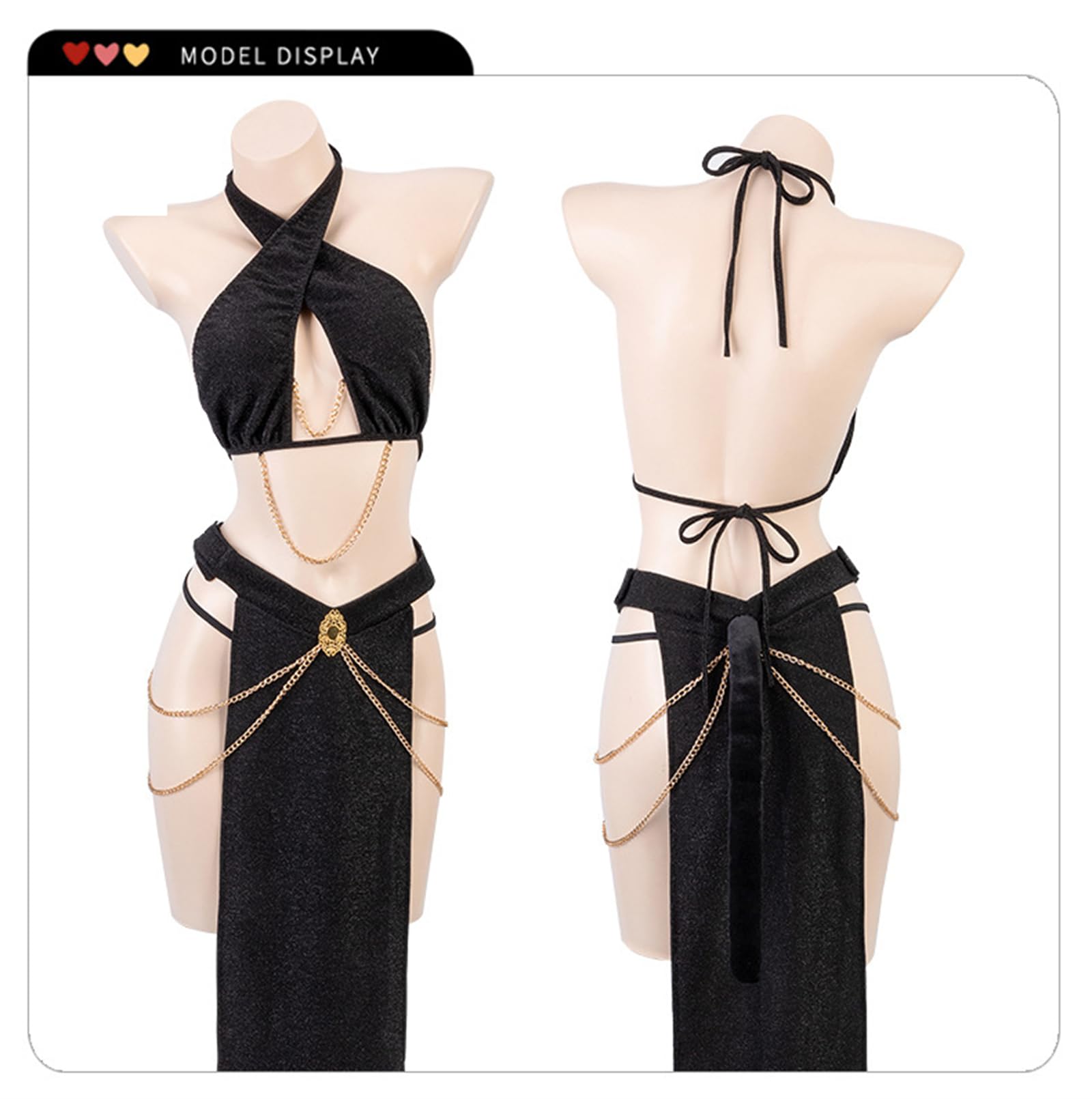 SEXYTINE Women's Cosplay Costumes Outfit Dress Babydoll Lingerie Set: Black Free Size