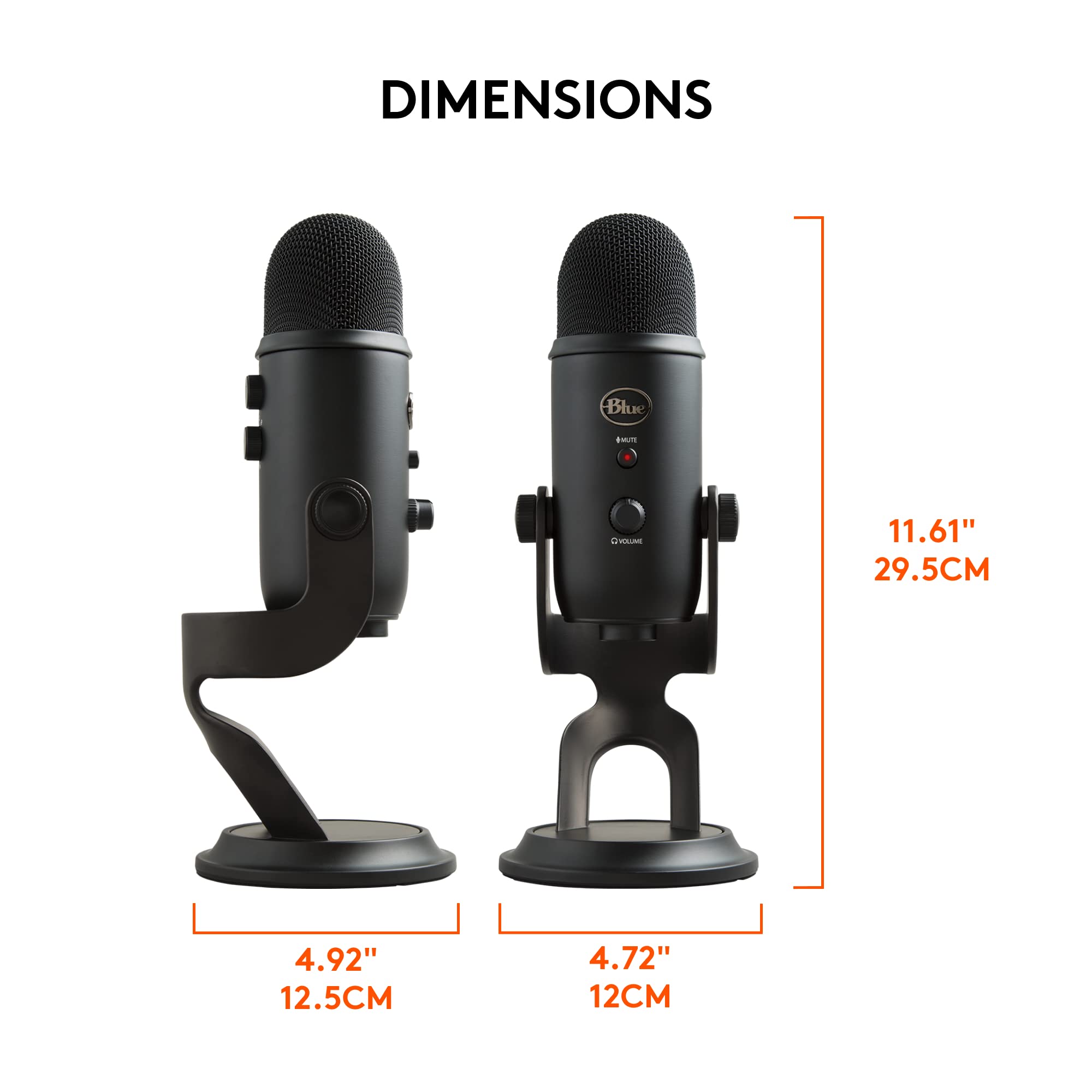 Logitech Creators Blue Yeti USB Microphone for Gaming, Streaming, Podcast, YouTube, Discord, PC, Studio Sound, Plug & Play-Blackout: Microphone Blackout