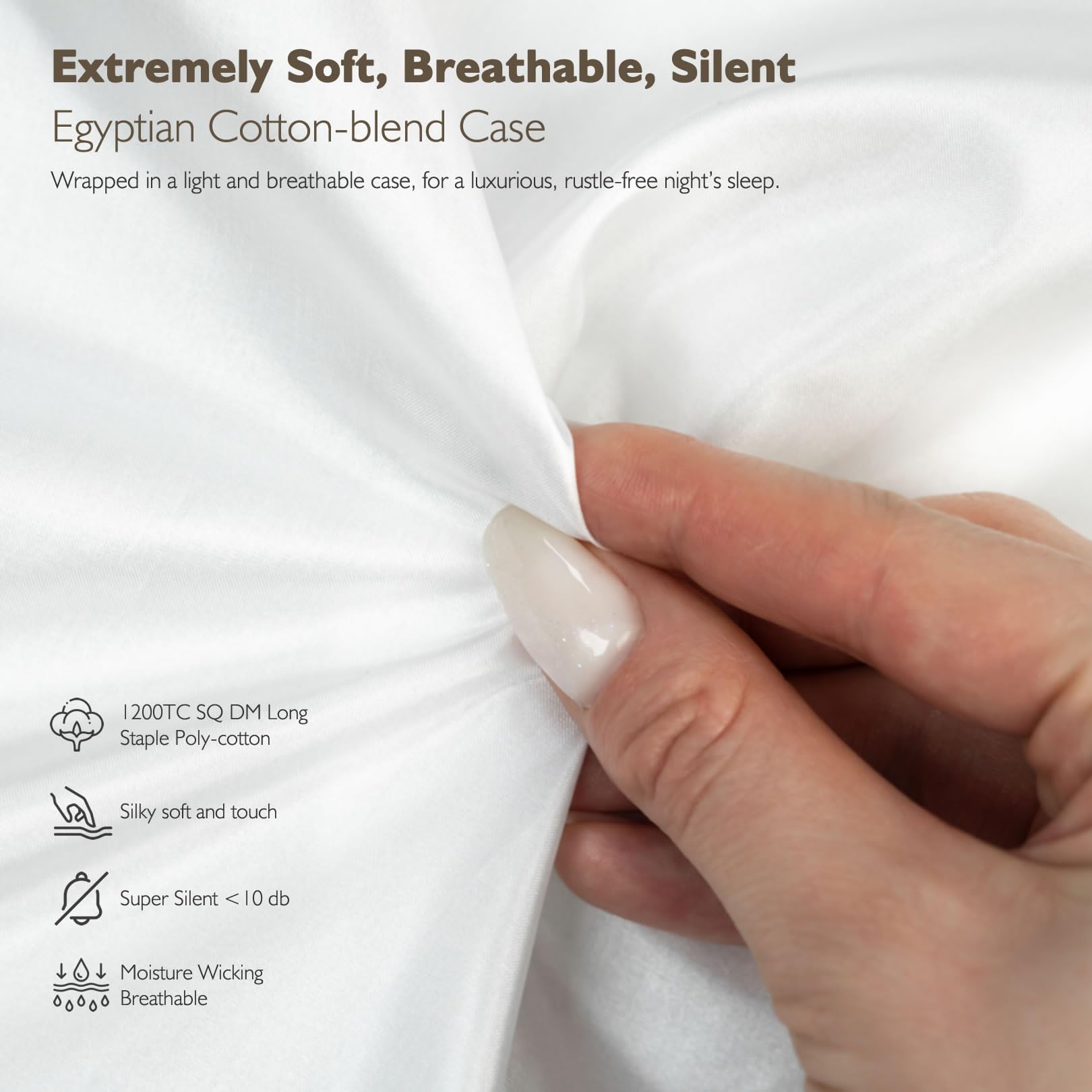 Cobnom® Hotel Luxury Feather Down Comforter Queen Size, Medium Warm All Season Duvet Insert, Silky Soft Egyptian Cotton Blend Cover, Ethically Sourced Feather & Down Filled, 90x90 Inch, White
