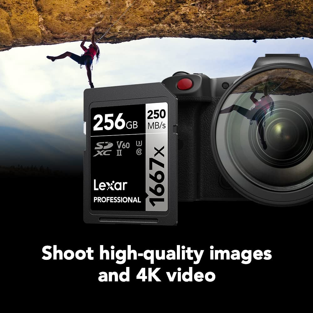 Lexar 128GB () Professional 1667x SD Card, UHS-II, C10, U3, V60, Full HD, 4K, Up To 250MB/s Read SDXC Memory Card, for Professional Photographer, Videographer, Enthusiast (LSD128CBNA16672) - Image 3