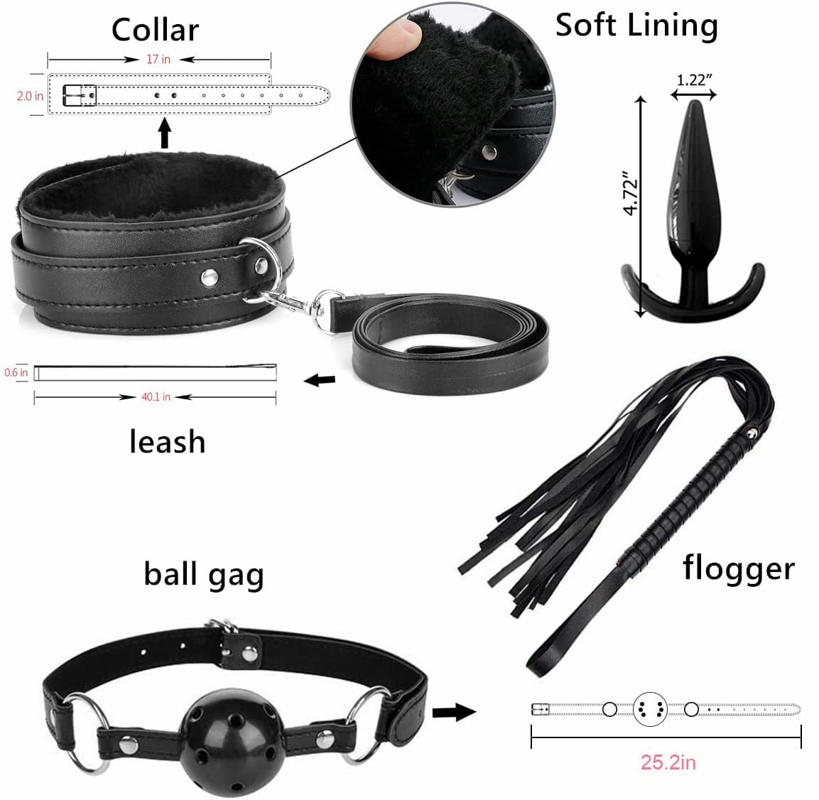 BDSM Restraints Sex Toys 15 Pcs for Couples Bondage Kits Fetish Bed Restraints Set for Beginners SM Adult Games Spanking Paddle: Black