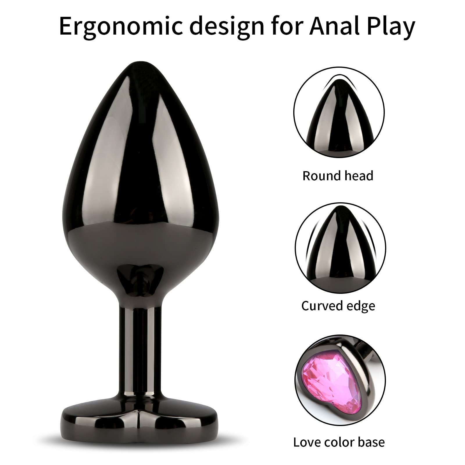HISIONLEE Anal Plug 3PCS Sex Toys Anal Training Set Metal Butt Plug Adult Trainer Kit Toy with Crystal Diamond S&M Adult Gay Anal Plugs Toy for Beginners Couples Women Men Unisex(): Pink