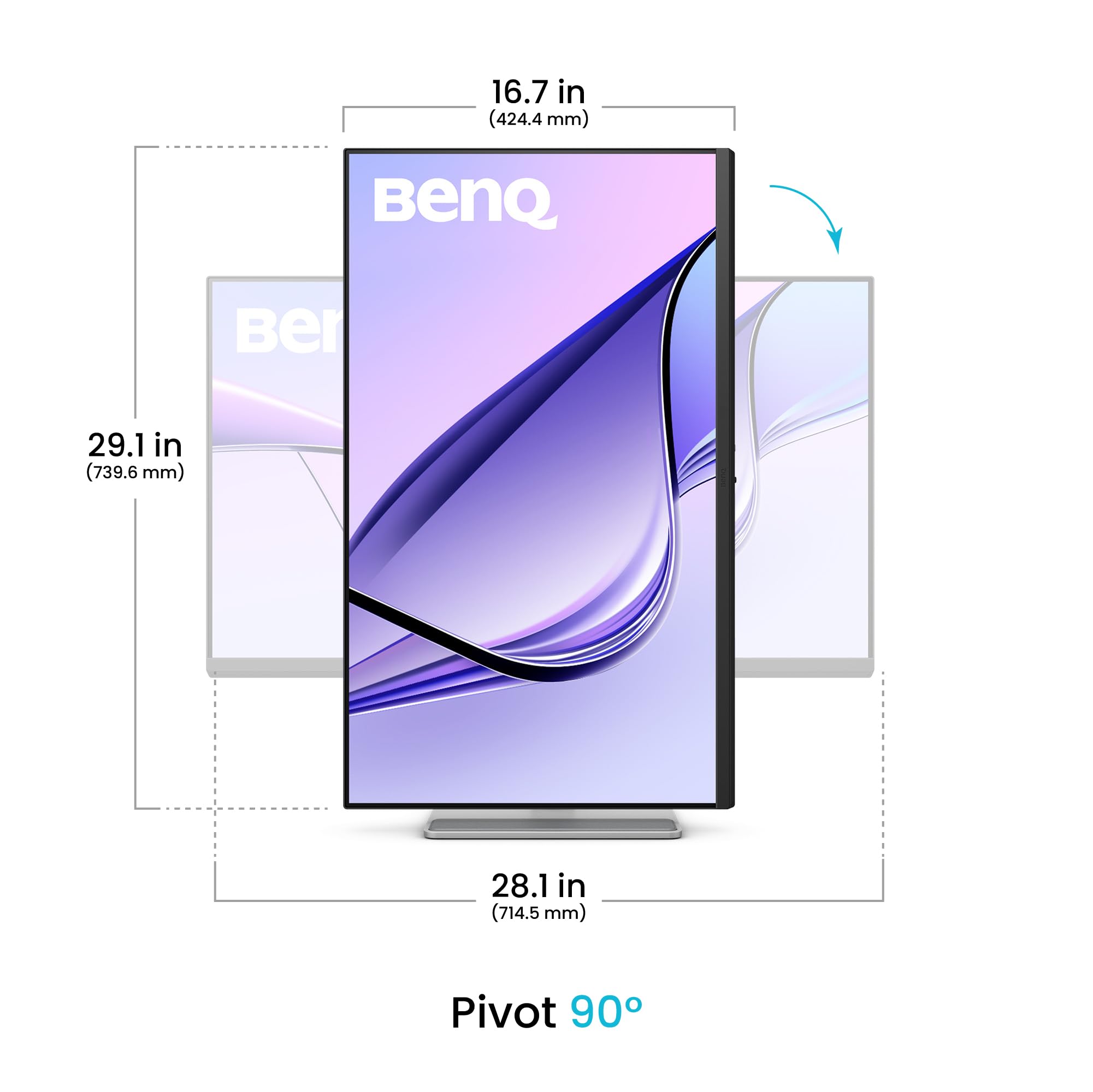 BenQ MA270U 27" 4K 3840x2160 Monitor, for MacBook® Pro/Air, Dual USB-C, 90W Power Delivery, Mac Color Match, USB Hub, Brightness & Volume Control on Mac, Height & Tilt Adjustable Stand, P3 Color Gamut: 32" 4K | 90W USB-C | Mac Color