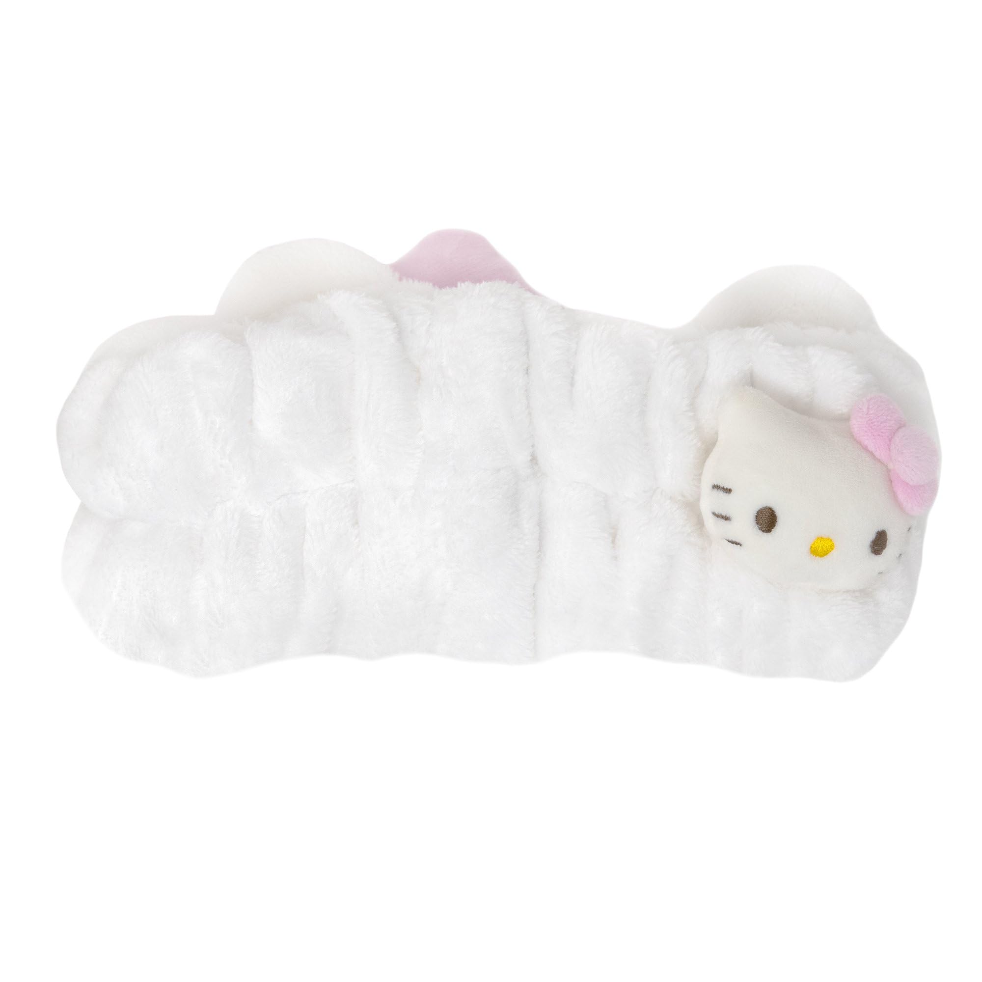 The Crème Shop Hello Kitty x Plush Spa Headband with Hello Kitty's Signature Bow, Face Wash Hair Band For Women: Pink