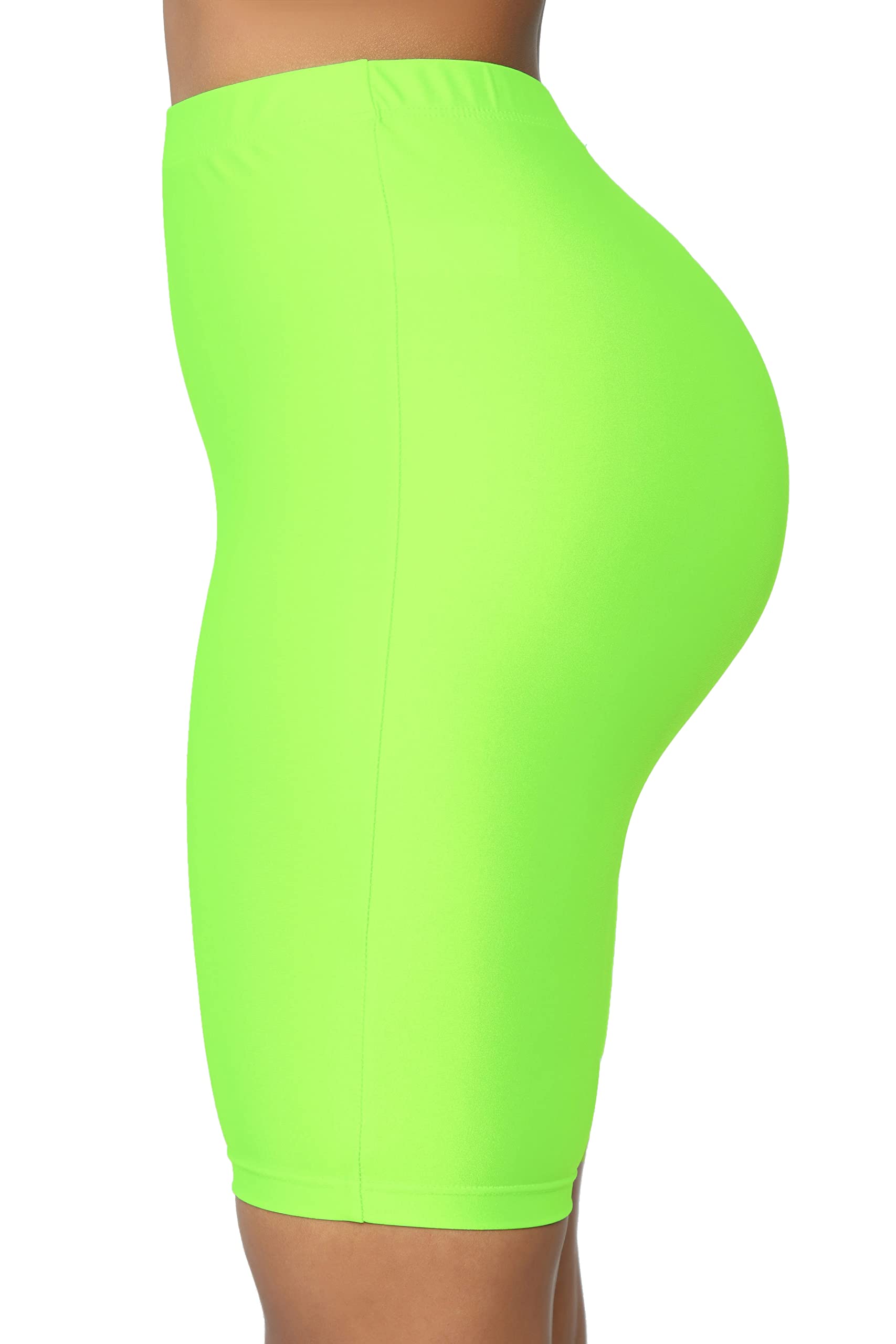 SUNFEXOY Biker Shorts for Women,High-Waisted Shiny Neon Bright Active Workout Yoga Pants Running Shorts Knee Length: SUNFEXOY Biker Shorts for Women,High-Waisted Shiny Neon Bright Active Workout Yoga Pants Running Shorts Knee Length