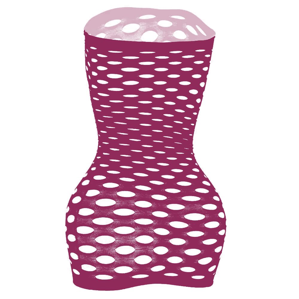 Vorifun Sexy Womens Strapless Fishnet Lingerie Sleepwear Mini Dress Tube Chemise Bodysuit One Size: Grape Purple
