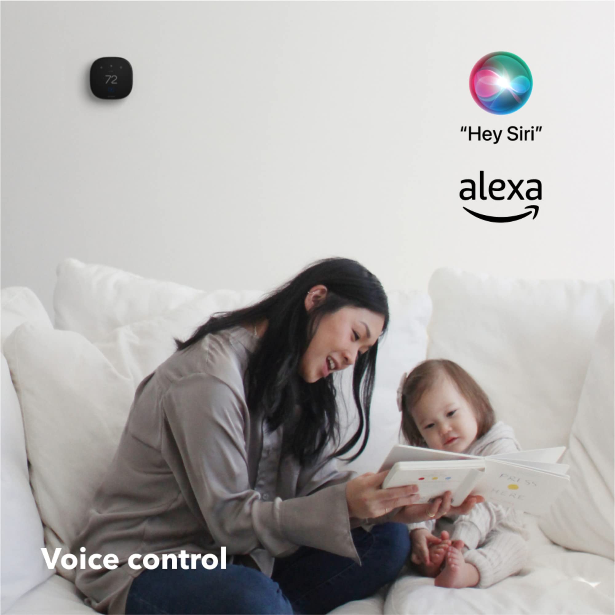ecobee Smart Thermostat Premium with Smart Sensor and Air Quality Monitor - Programmable Wifi Thermostat - Works with Siri, Alexa, Google Assistant