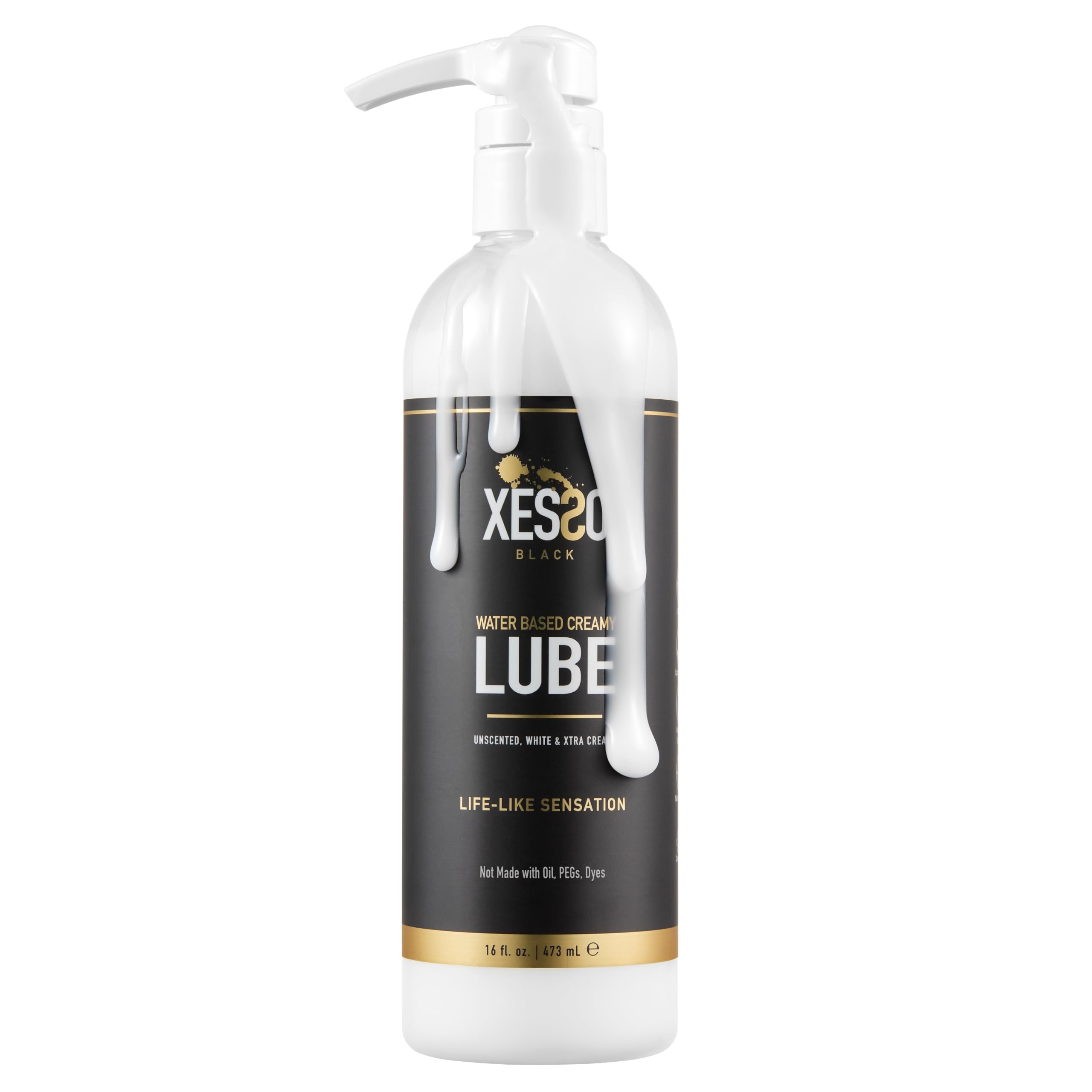 XESSO Water-Based Creamy Lube, Unscented 2 Packs of 32 fl oz, Total 64 fl oz. Thick White Gel-Like Slippery Glide Hypoallergenic for Women Men Couples. Made in USA. Discreet Package Package May Vary: 16 Fl Oz (Pack of 1)