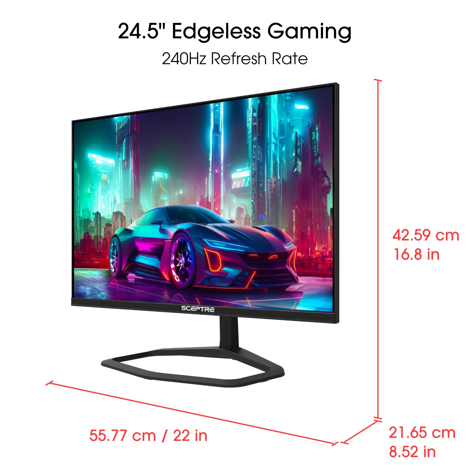 Sceptre 34-Inch Curved Ultrawide WQHD Monitor 3440 x 1440 R1500 up to 165Hz DisplayPort x2 99% sRGB 1ms Picture by Picture, Machine Black 2023 (C345B-QUT168): 24.5" 240Hz