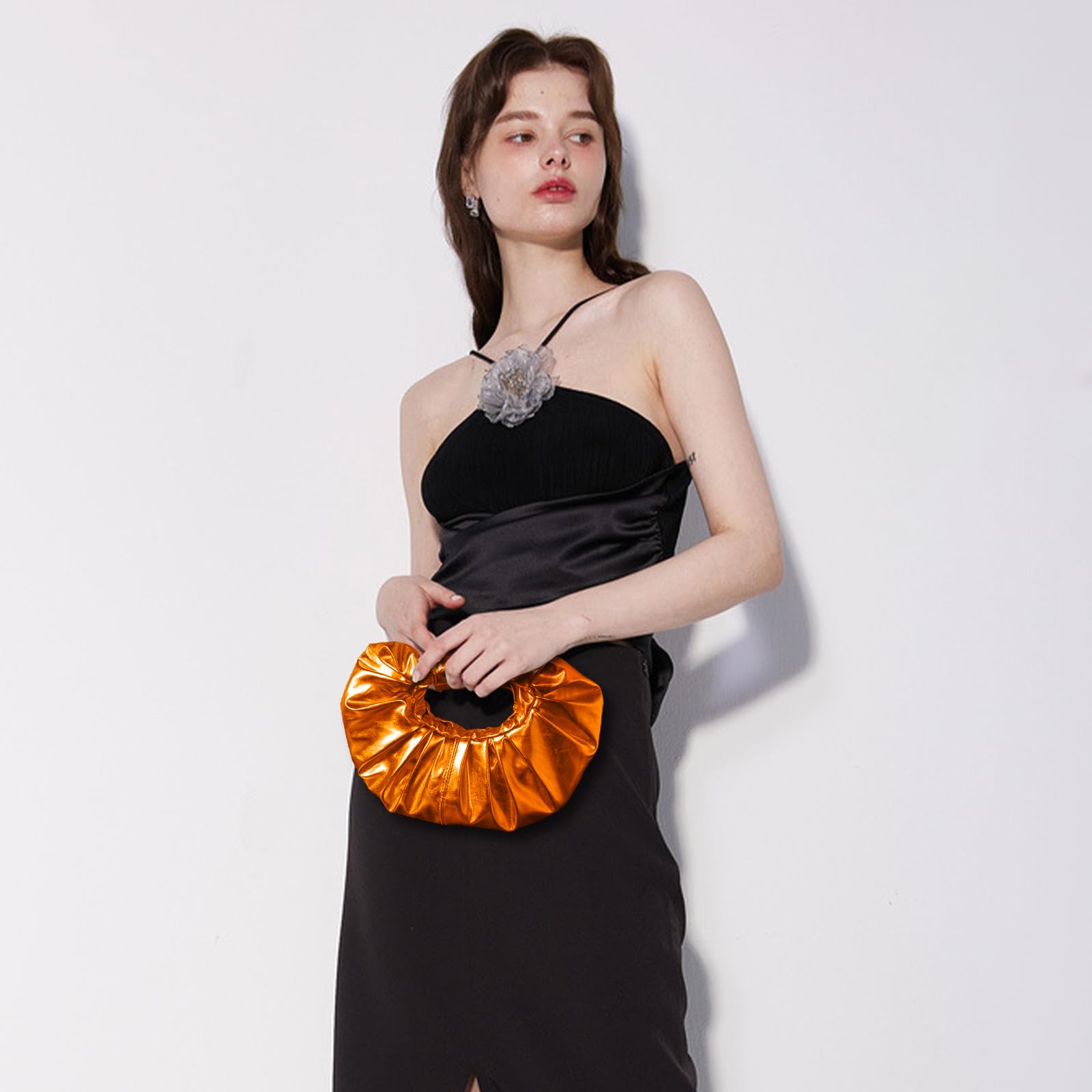 JENSVOIR Clutch Purse for Women - Evening Clutch PU Leather Pleated Bag Designer Handbag for Party Prom Wedding thumbnail 2