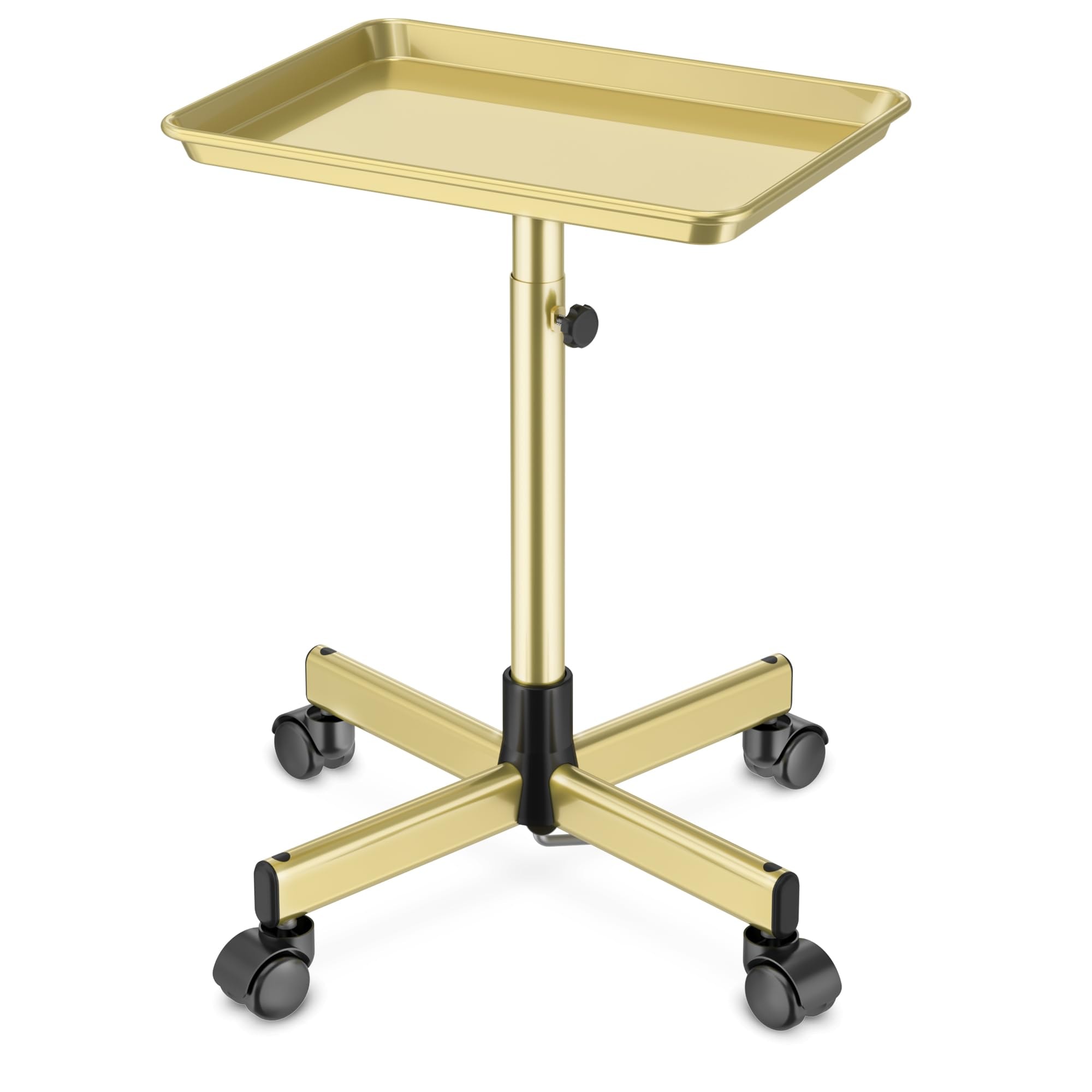 DEER BEAUTY Salon Tray on Wheels - Premium Aluminum Tattoo Tray Rolling Trolley - Adjustable Salon Service Rolling Tray Hairdresser Cart with Clinic Spa Rolling Tray Wheels (): Bronze