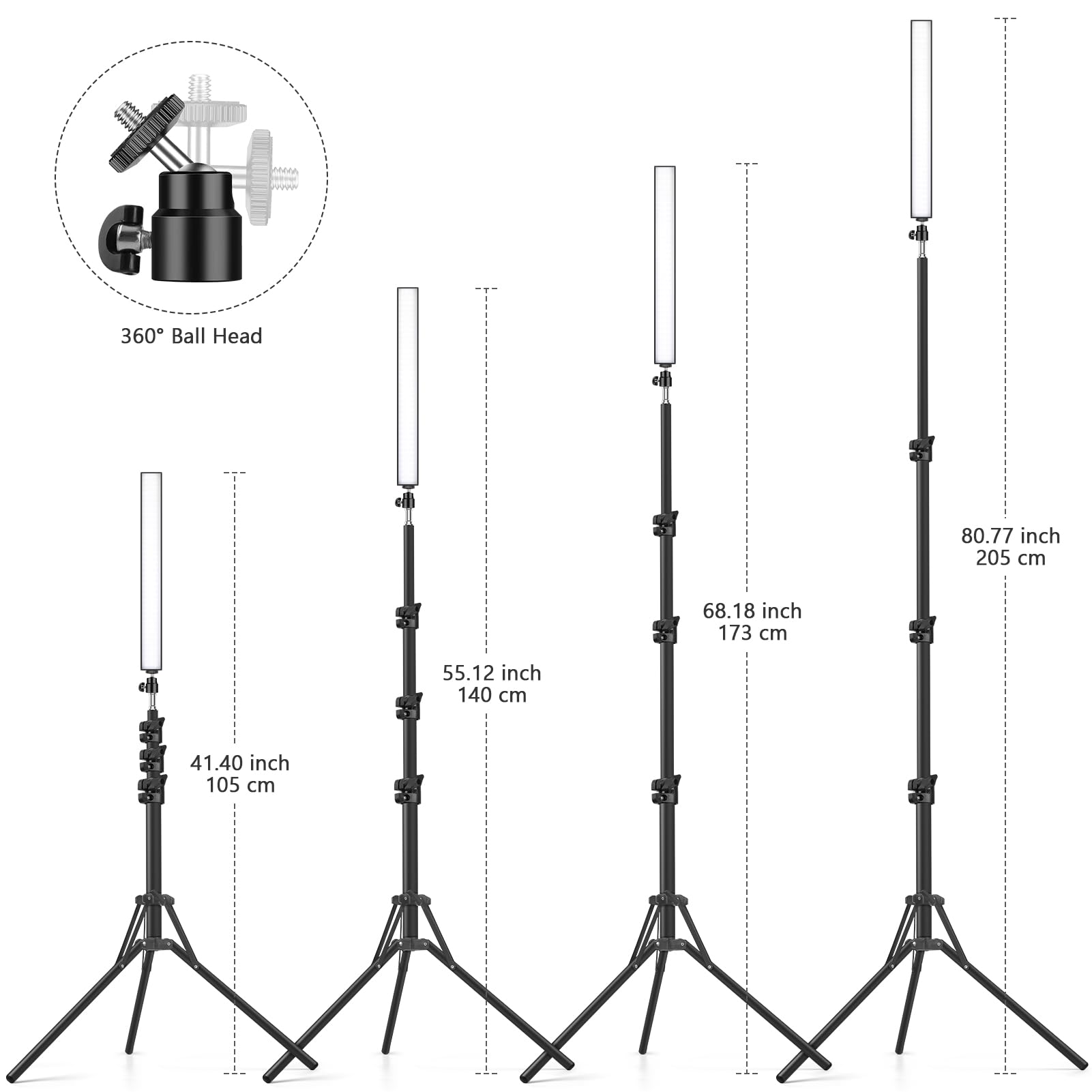 2 Pack Led Video Light Wand Stick, Obeamiu 5600K Led Photography Lighting Wand Kit with /Color Filters, Studio Photo Lights for Video Recording/Streaming/Portrait/Vlog/Makeup/Podcast: 63'' Tripod Stand