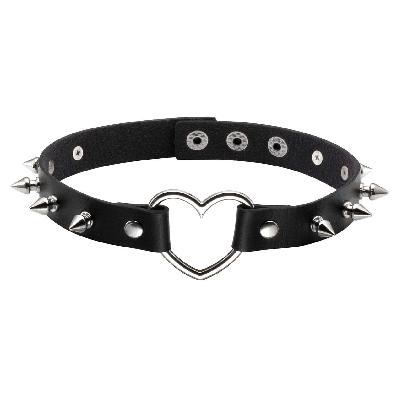 Manfnee Cool Punk Gothic Collar for Women and Men Black PU Leather Vingate Necklace Adjustable: E:2pcs