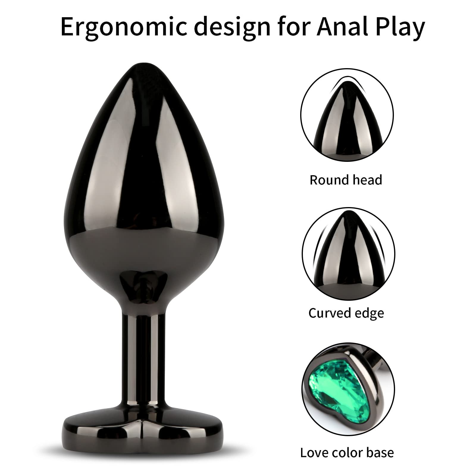 HISIONLEE Anal Plug 3PCS Sex Toys Anal Training Set Metal Butt Plug Adult Trainer Kit Toy with Crystal Diamond S&M Adult Gay Anal Plugs Toy for Beginners Couples Women Men Unisex(): Green