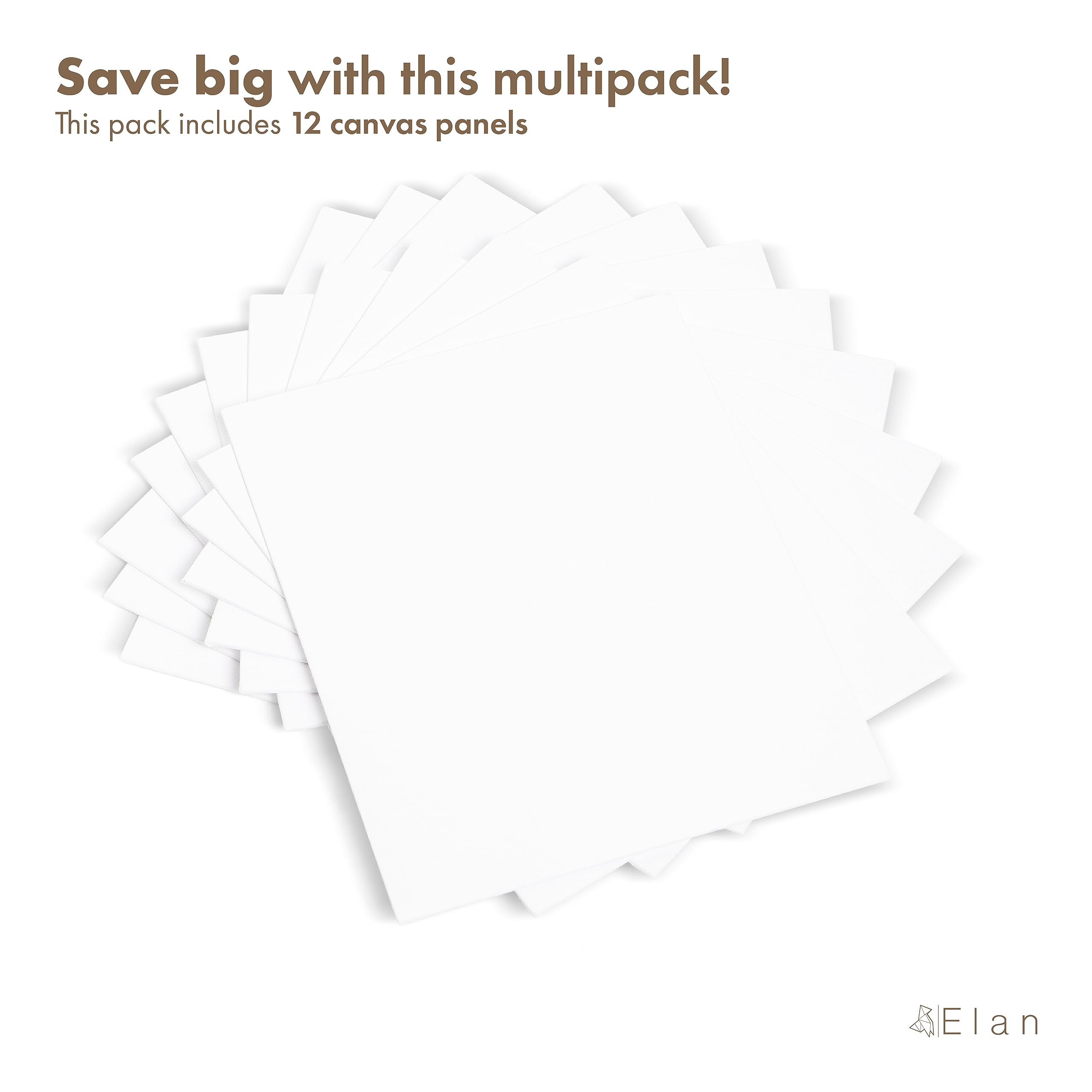 Elan Cotton Canvas Panels 8x10, 12-Pack Canvas Boards for Painting, Painting Canvas, Canvases for Painting, Art Board Bulk, Art Canvas Board, Blank Canvas Panel, Plain Canvas Board Art Canvas Panels: 8x10"