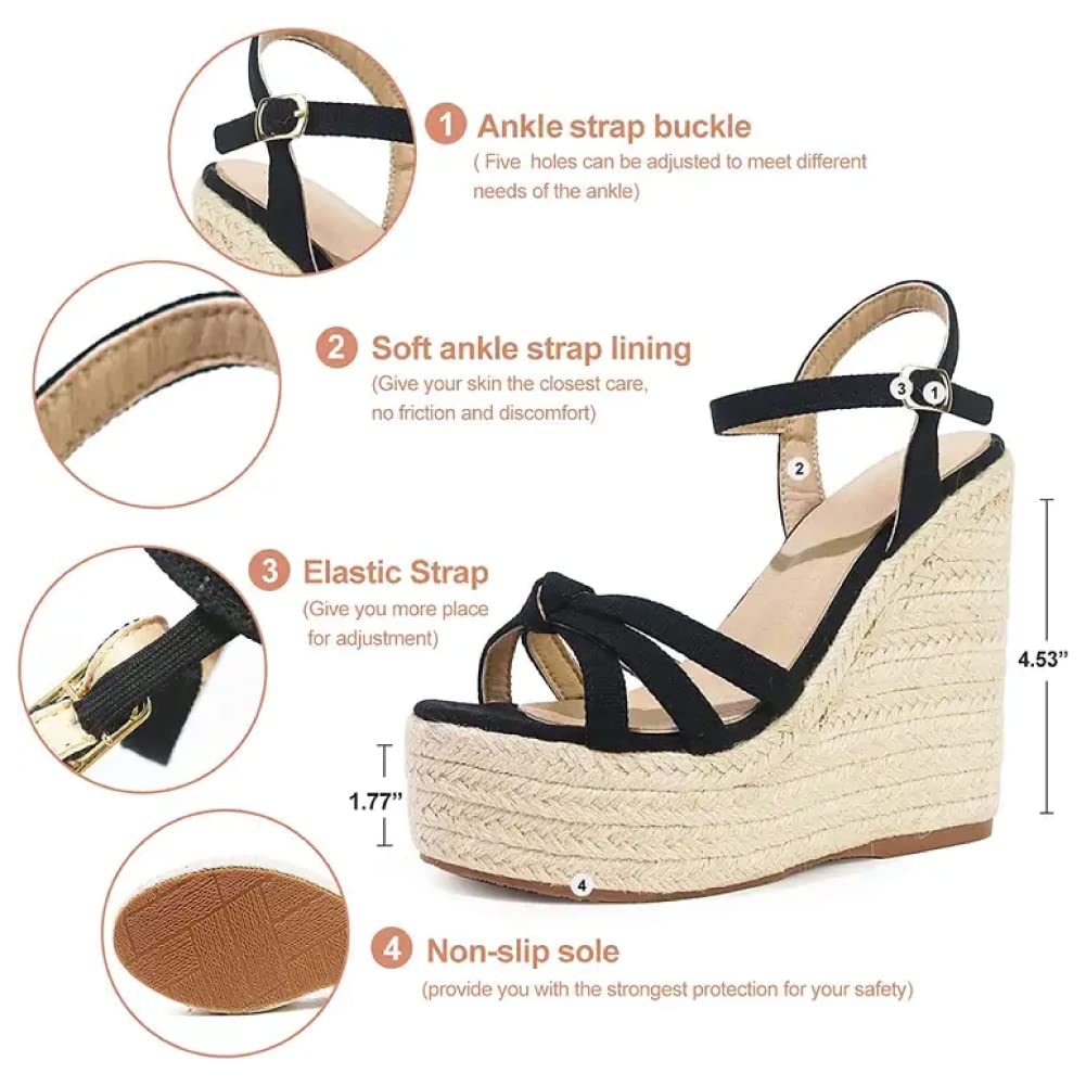 mikarka Sandals for Women, Platform Ankle Strap Womens Sandals Open Toe Espadrille Wedge Sandals for Women Concise Casual Summer Womens Shoes - Image 4