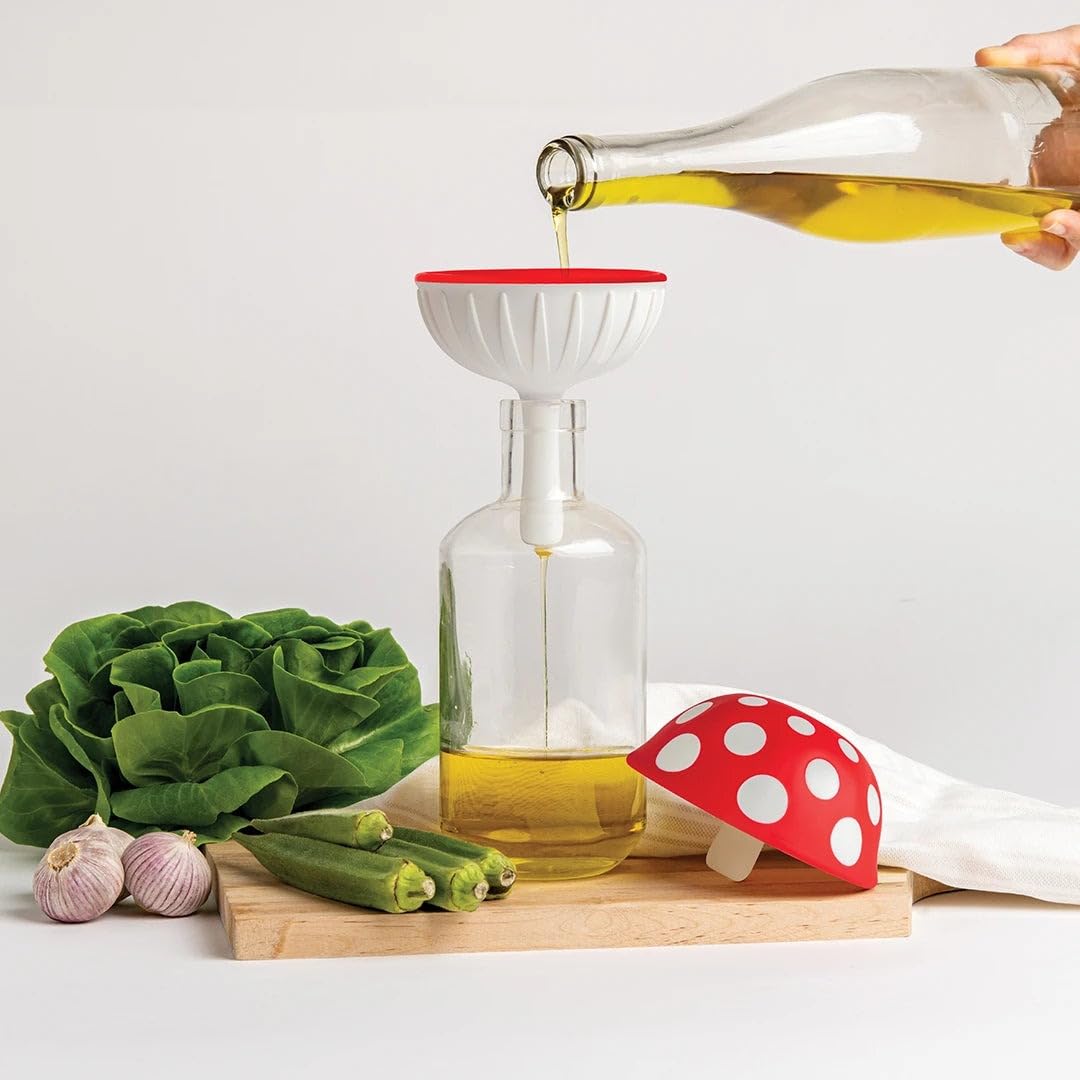 OTOTO Mushroom - Foldable Small Kitchen Funnel with Wide Mouth for Jars. Bottle Liquid Transfer - Silicone, 100% Food Safe, BPA Free, Dishwasher Safe: Magic Mushroom Xl