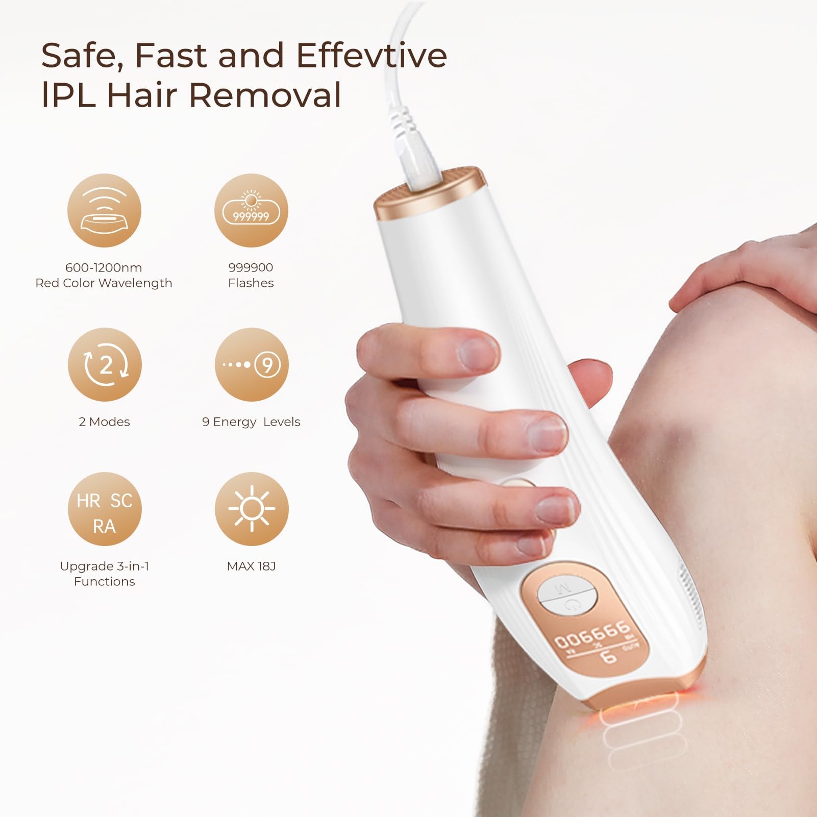 Laser Hair Removal, Laser IPL Hair Removal for Women and Men Permanent, Hair Removal Device with 3.0 IPL Red Light Wave, Home Laser Hair Removal Device for Legs Armpits Back Bikini Body Use - Image 2